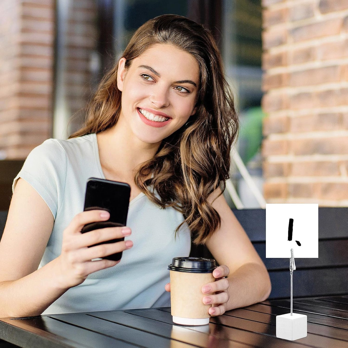 24 Pcs Wooden Memo Clips Holder Lightweight Wood Cube Base with Alligator Clip Clasp Mini Photo Holder Clip Menu Holder for Displaying Number Card (White)