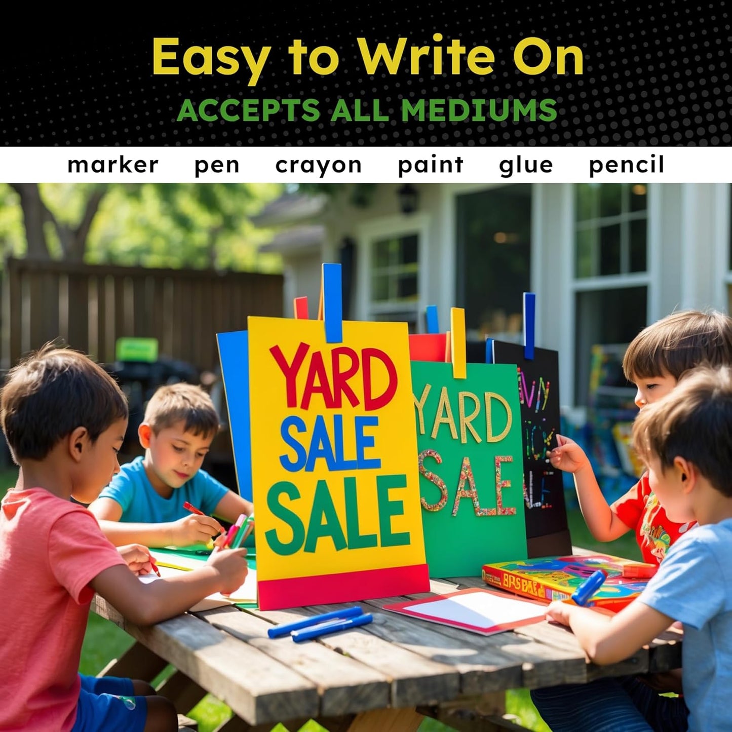 Hygloss Large Colored Poster Board 22x28 - 50 Assorted Standard Color Poster Boards Bulk Pack - Red, Yellow, Green, Blue, Black - 10 Pt. Thickness Poster Board Paper - Posterboard Multipack 22" x 28"