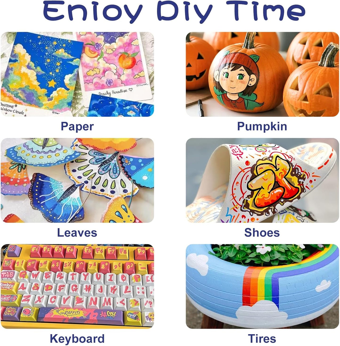 48 Colors Acrylic Paint Pens Markers, No-Bleed Brush Tip Acrylic Markers with Automatic Ink Control System, for Stone, Wood, Canvas, Ceramic, Glass, Metal, Rock Painting, DIY Crafts Art Supplies Kit