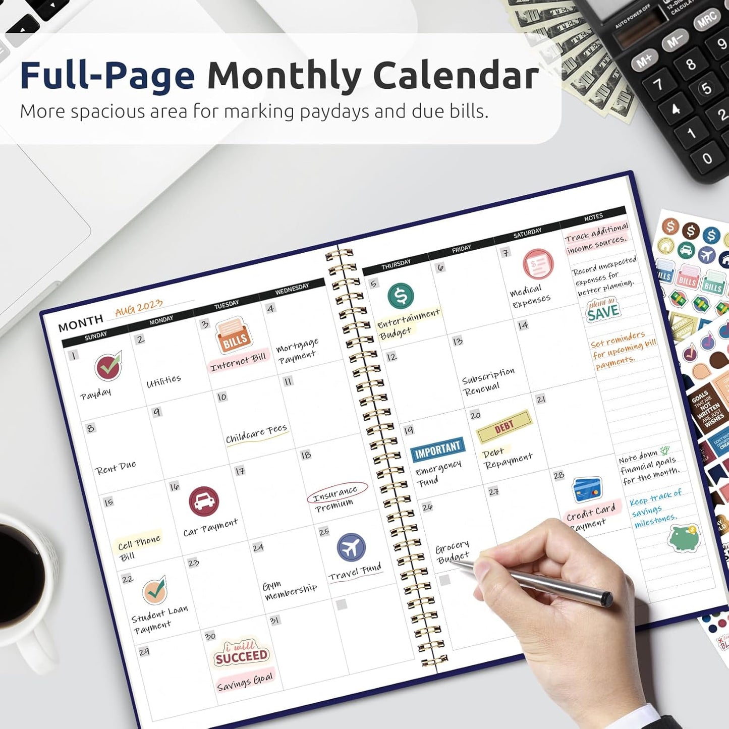 Aesthetic Budget Planner - Monthly Finance Planner with Expense Tracker, Undated Bill Organizer, Budget Notebook to Manage Your Finances, Account Budget Book with Colorful Pattern - Petite Blooms