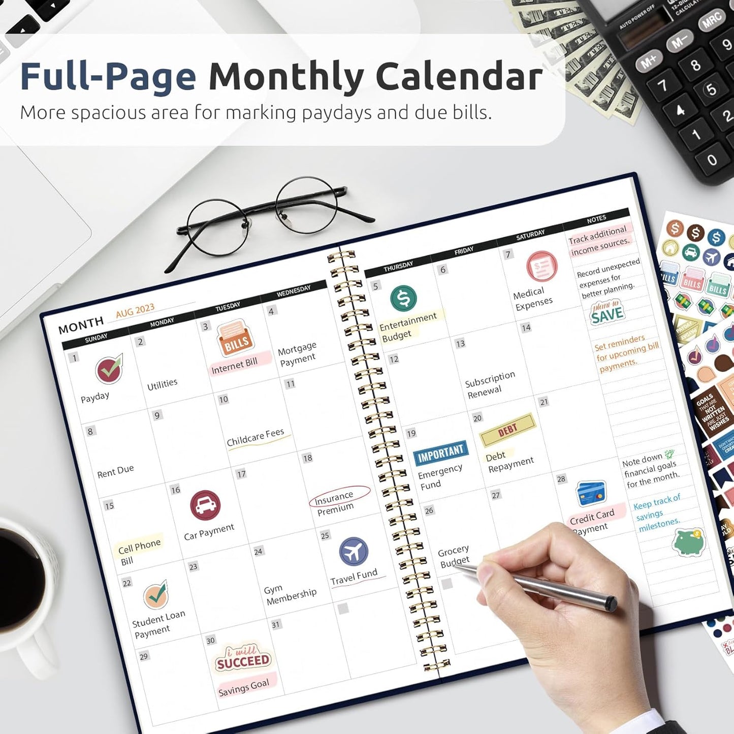 Aesthetic Budget Planner - Monthly Finance Planner with Expense Tracker Notebook, Undated Bill Organizer to Manage Your Finances, Account Book with Colorful Pattern-Midnight Jungle