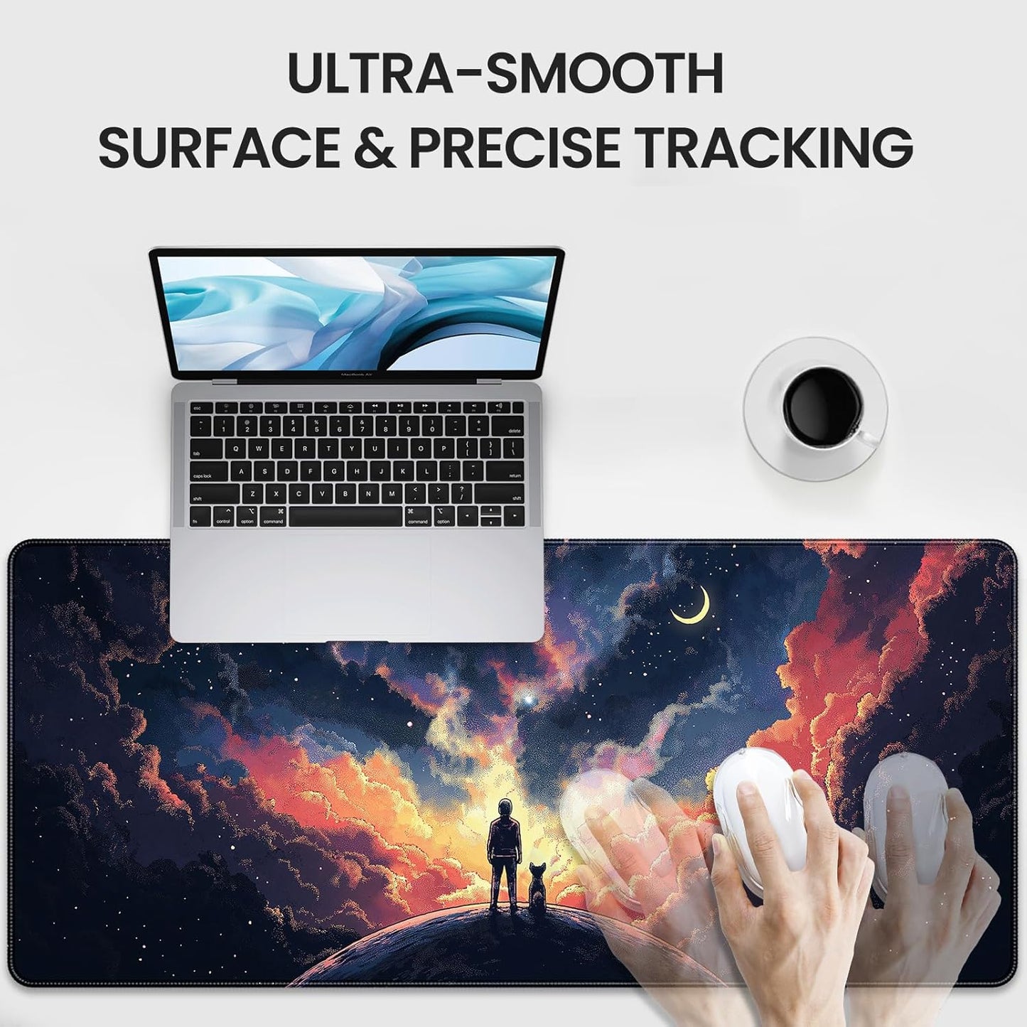 35.4 x 15.7 inches, Large Desktop Mouse pad, Keyboard and Mouse Pads for Work and Home Computers, and Large Laptop Mouse mat，Owner and Dog