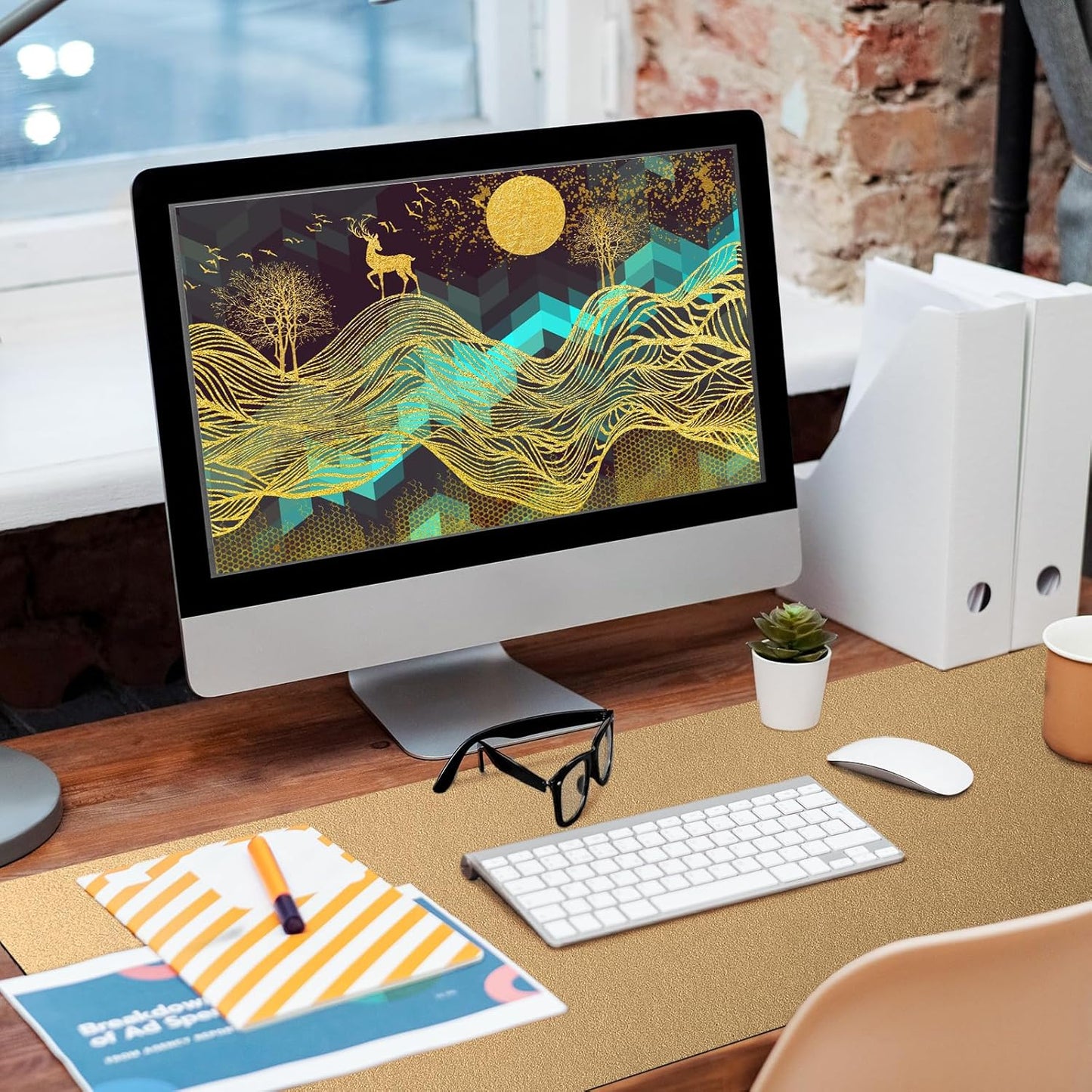 Bloss Gold Desk Mat, PU Large Mouse Pad for Desk, Desk Matt for Desktop, Desk Pad Mat Waterproof, Computer Mat for Office/Home/Decor/Desk Protector(31.5 x 15.7 Inches)