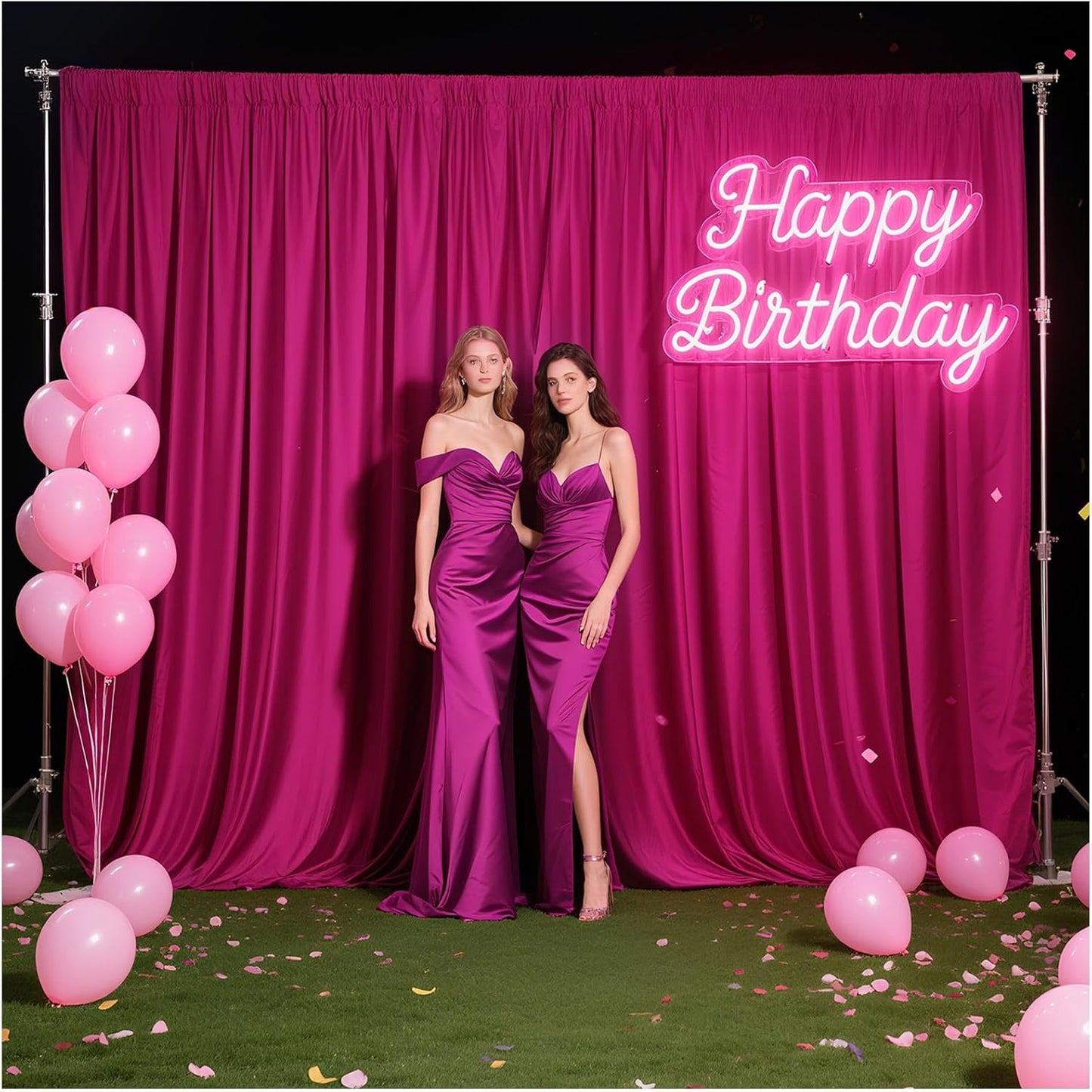 Hot Pink Backdrop Curtains 10x10ft: Polyester Parties Backdrop Drapes Panels - Fuchsia Baby Shower Birthday Photography Fabric Background