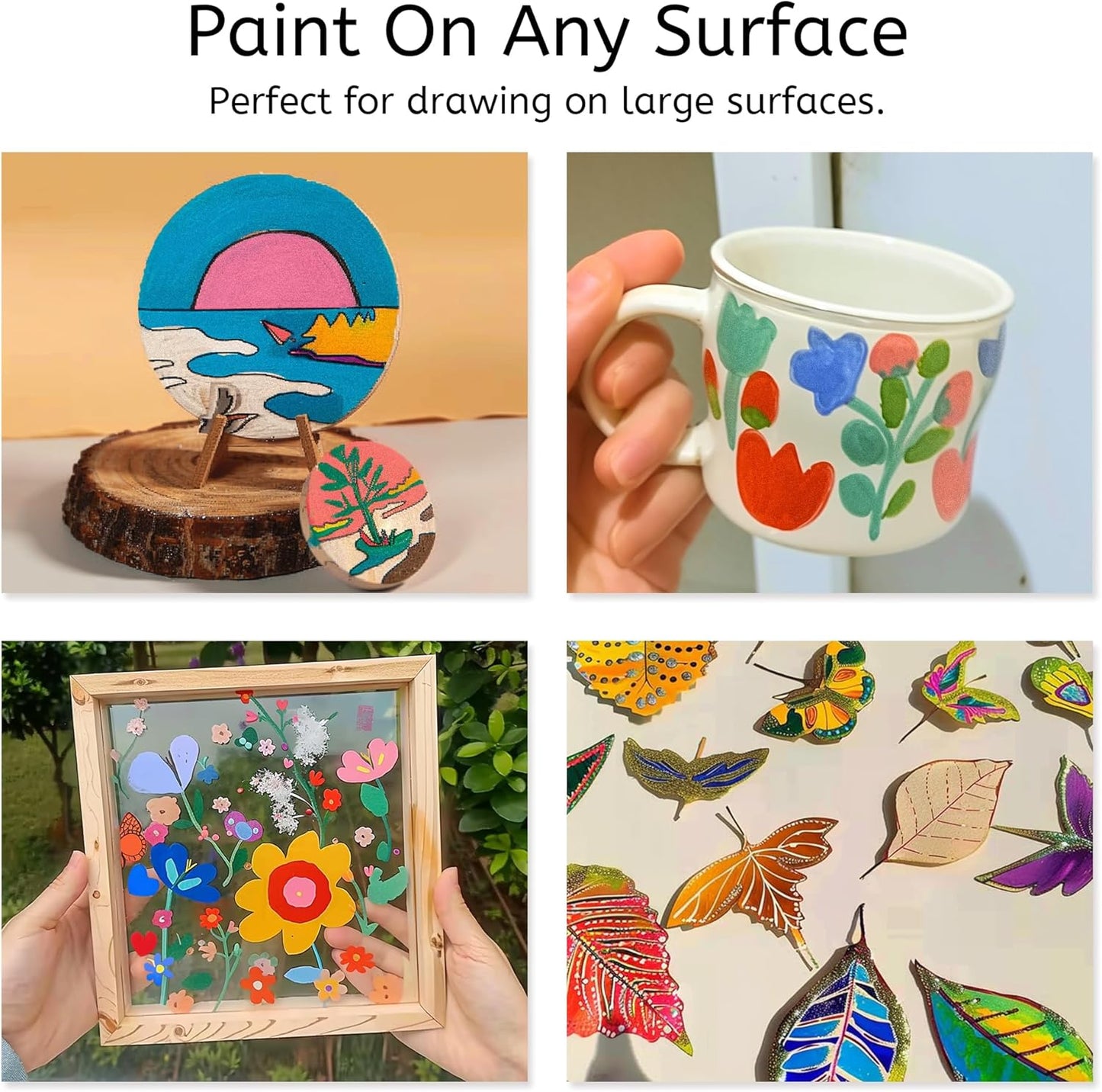 Jumbo Graffiti Poster Markers Set: 12 Metallic Colors Large 15mm Wide Tip Permanent Ink Thick Acrylic Paint Pens for Rock Painting, Stone, Glass, Wood, Ceramic, Metal, Plastic, Fabric