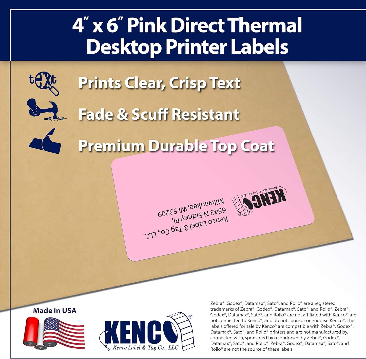 4" X 6" Direct Thermal Perforated Stickers Labels for Shipping Labels, Inventory, and Color Coding - Compatible with Zebra, Rollo, Godex and More (Pink, Pallet)