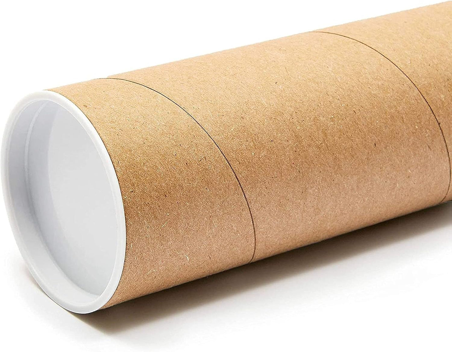 Juvale 10-Pack Mailing Tubes & Caps - 3 x 7 in Brown Mailer - Durable 3-Ply Spiral Round Cardboard Cylinder for Crafts & Secure Packaging