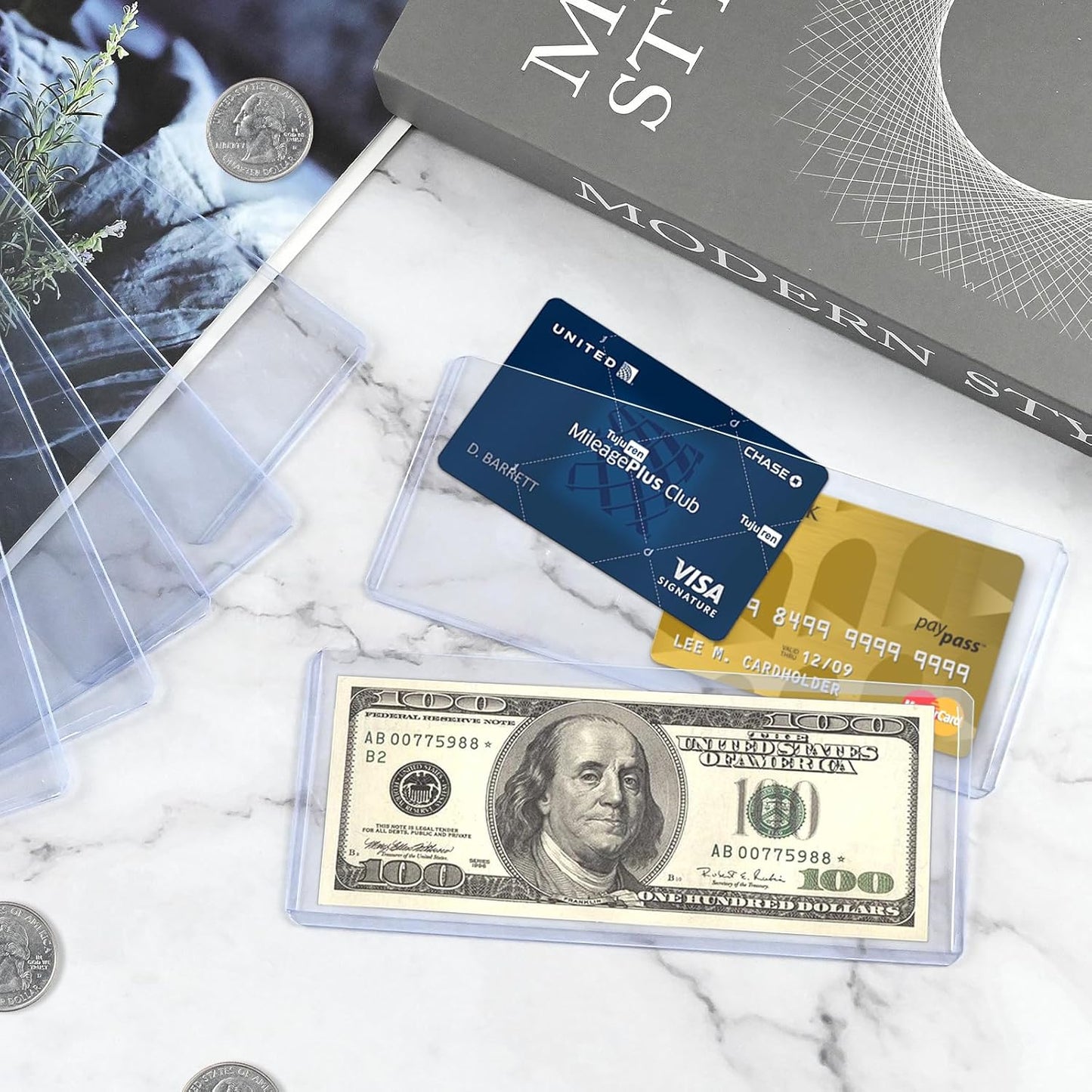 30 Pack Hard Plastic Clear Money Holders Dollar Bill Holders Money Top-Load Sleeves 6.85 × 2.91 Inches Currency Holder for Bills, Collectors