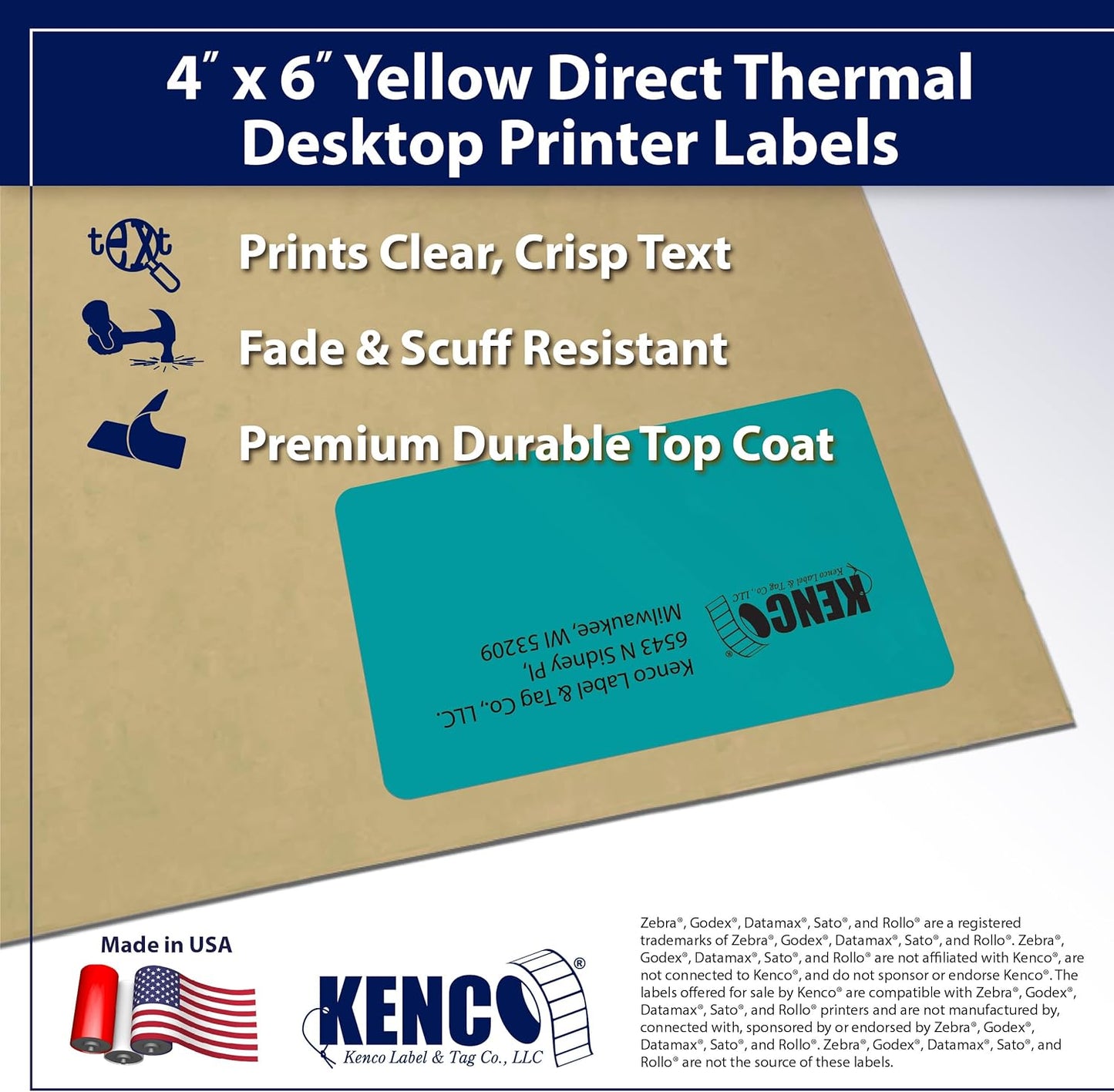4" X 6" Direct Thermal Perforated Stickers Labels for Shipping Labels, Inventory, and Color Coding - Compatible with Zebra, Rollo, Godex and More (Teal, 6 Rolls)
