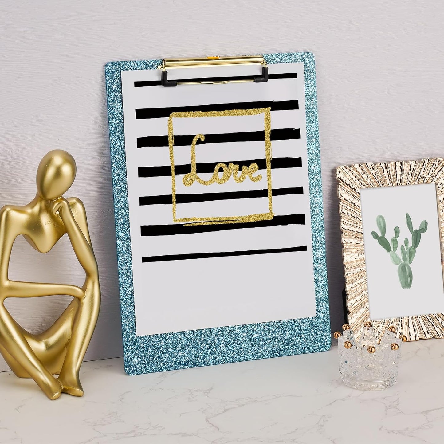 Hongri Plastic Acrylic Glitter Clipboard, 8.5x11" Stardard Letter A4 Size Clipboards for Classroom, Taecher, Women.Cute Confetti Clip Board, Office Supplies, School Supplies.