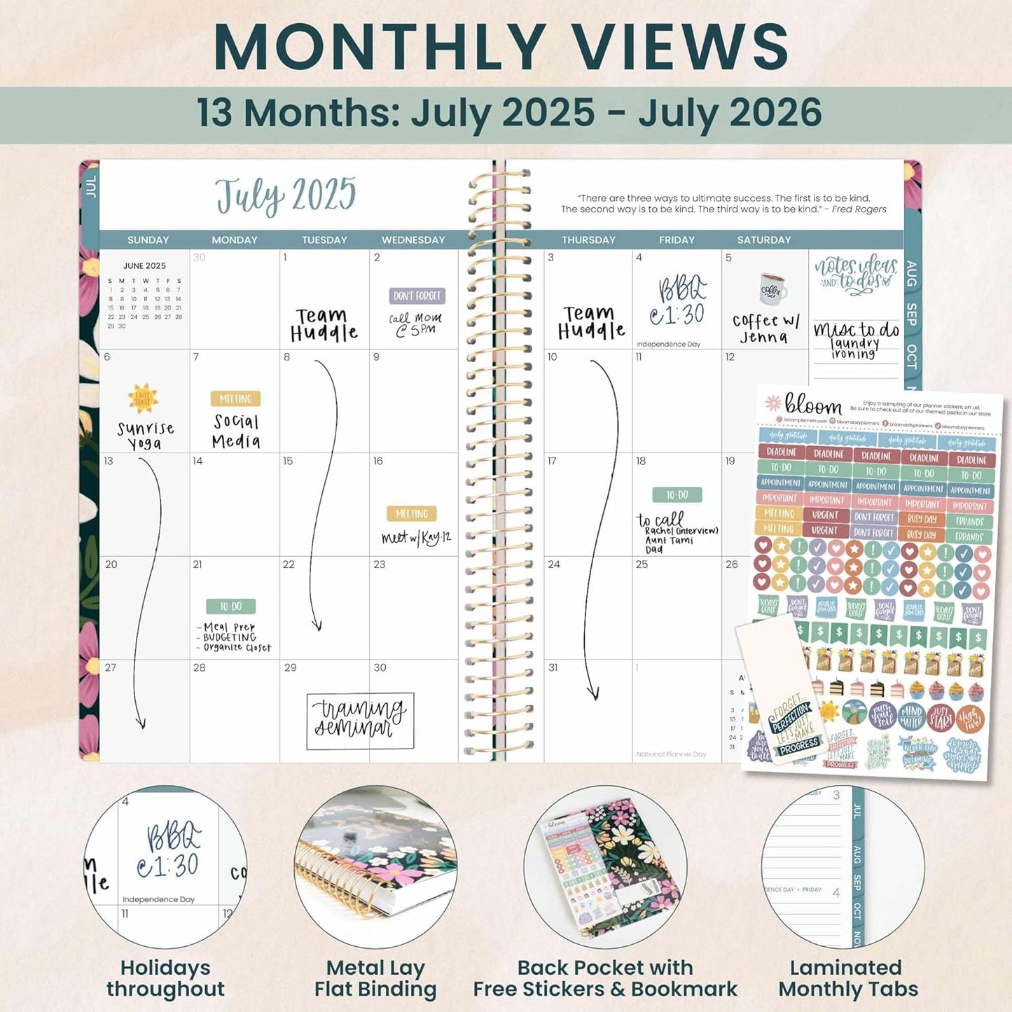 bloom daily planners 2025-2026 Academic Year Daily Planner (July 2025 - July 2026) - A5 Weekly & Monthly Calendar Agenda Organizer Book with Stickers - 5.5" x 8.25" - Blooming Wildly