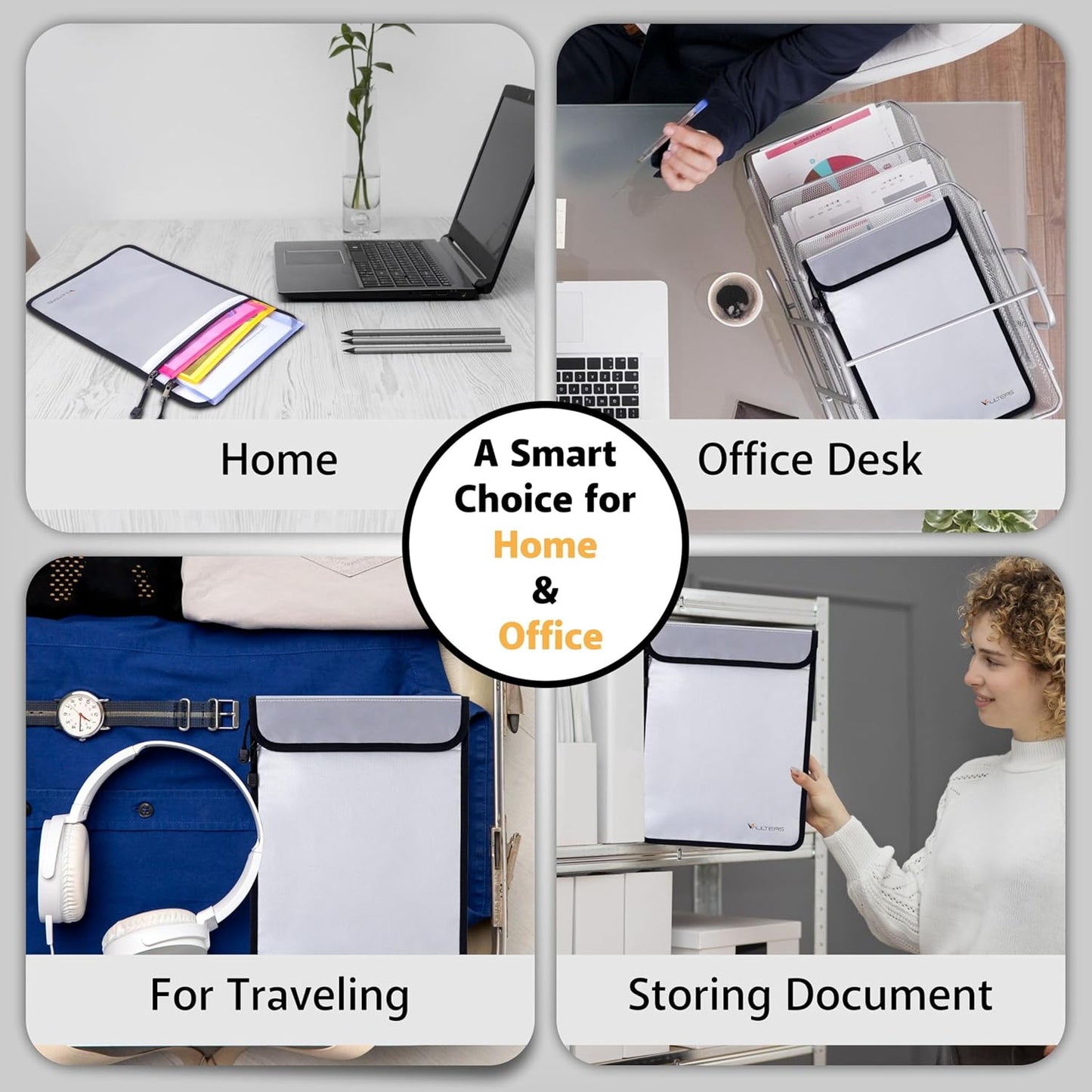 2000°F Upgraded Fireproof Document Bag - 15"x11" Fireproof & Waterproof Document Bag with Dual Pockets & Zipper, Silicone-Coated Fire Safe Bag for Cash, Documents, Passport, Valuables & Legal Files