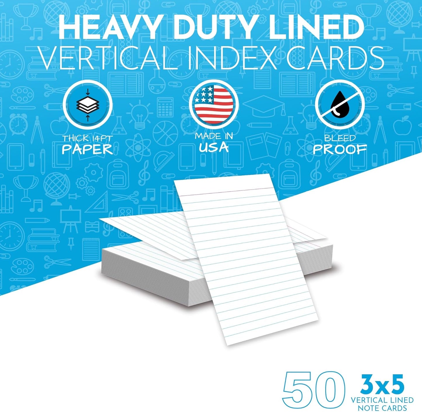 Home Advantage Vertically Ruled White Mini Index Cards, Note Cards (3x5)