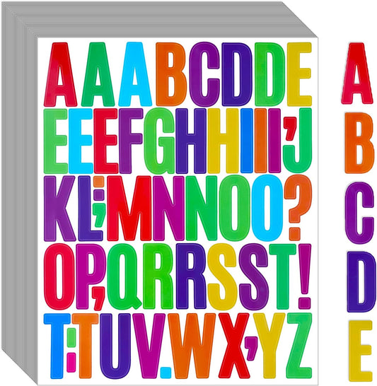 Bemeol 1872 Pieces Letter Stickers 36 Sheets 2 Inch Alphabet Letter Stickers Vinyl Self Adhesive Sticker Letters for Bulletin Board Home Classroom Mailbox Decor(Colorful)