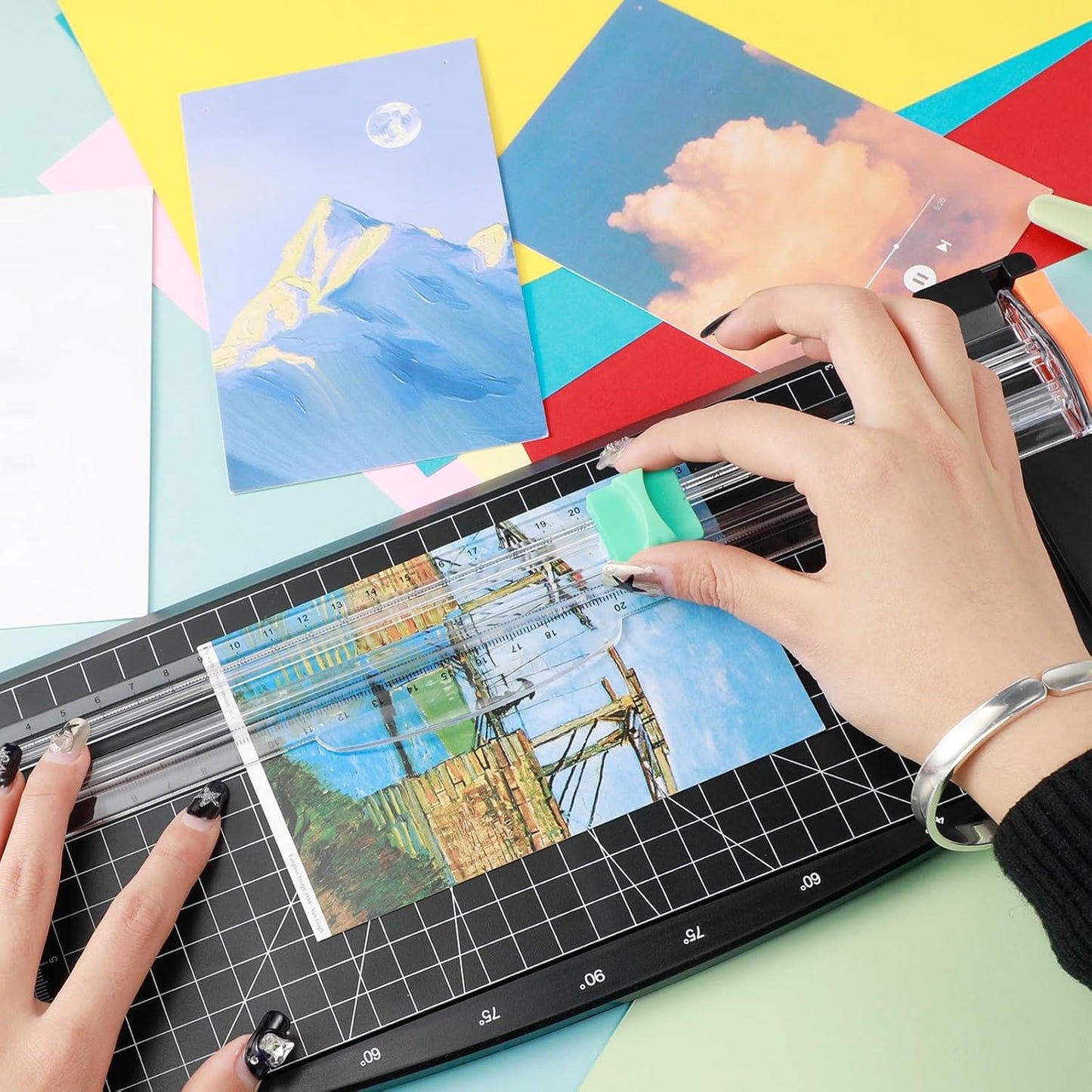 Mudder 10 Pieces Paper Cutter Replacement Blade Cutting Replacement Blades Refill for A4 Black and White Paper Trimmer(Mint Green)