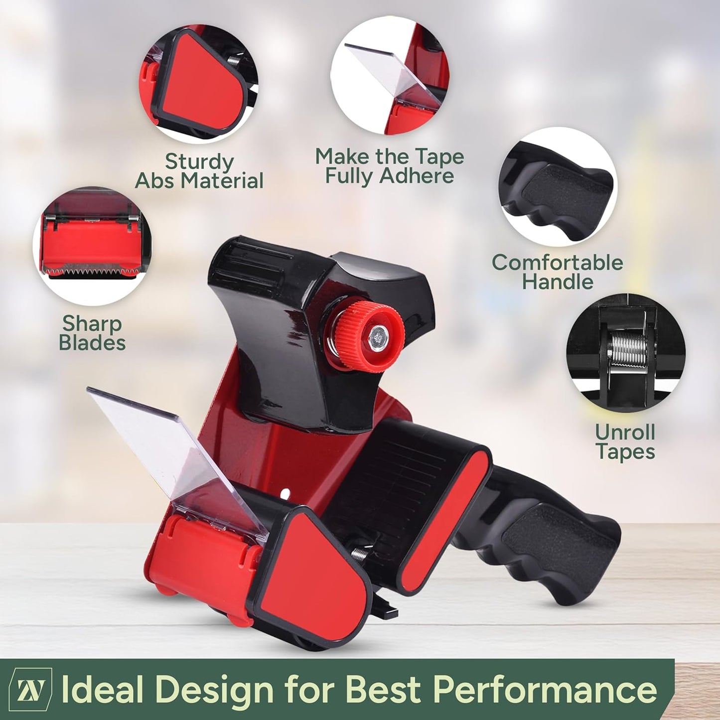 Heavy Duty Gun and Dispenser With 6 Brown Packaging Tapes (48cm X 66m) | Metal Dispenser for Moving Boxes, Warehouse, Paper Packaging, Parcel, or General Packing