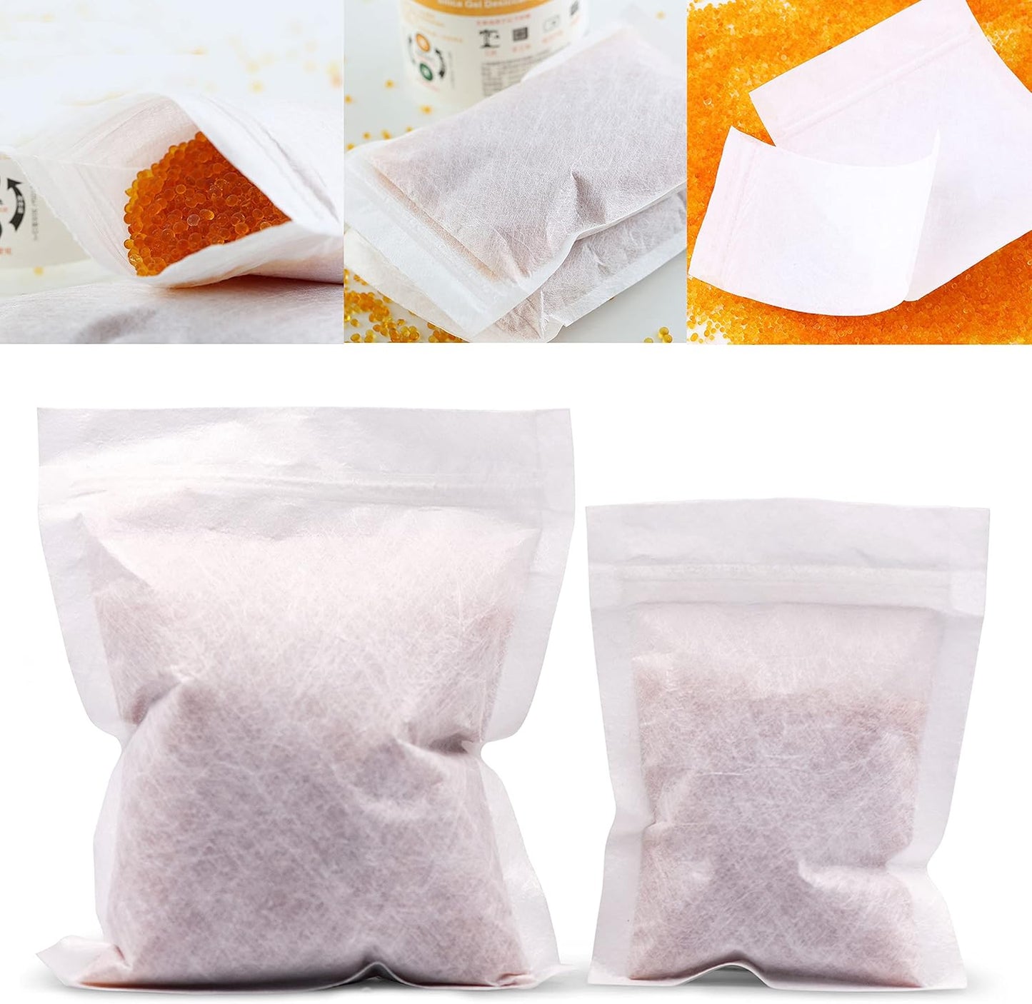 20 Packs Breathable Paper Bags, Zip Lock Storage Bags for Small Items, Silica Gel Beads, Desiccant, Jewelry, Samples, 4.3 by 6.3 Inch