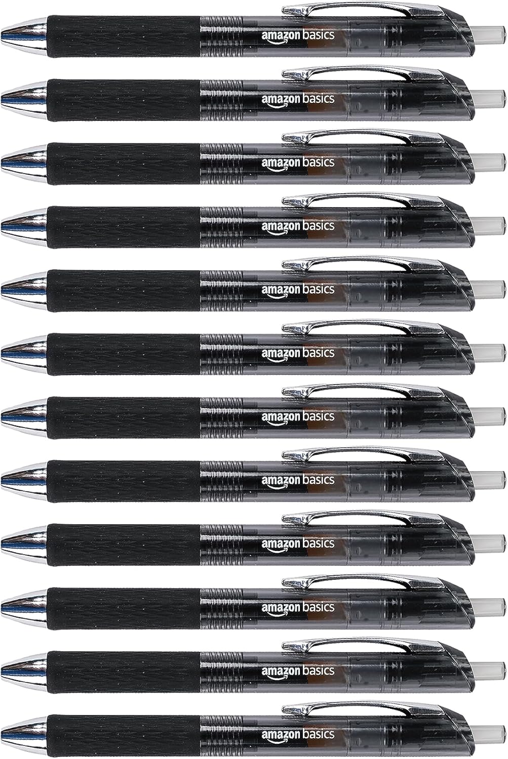 Amazon Basics Gel Pens Fine Point Smooth Writing Pens, Retractable, Black, 0.7mm, 12 Pack
