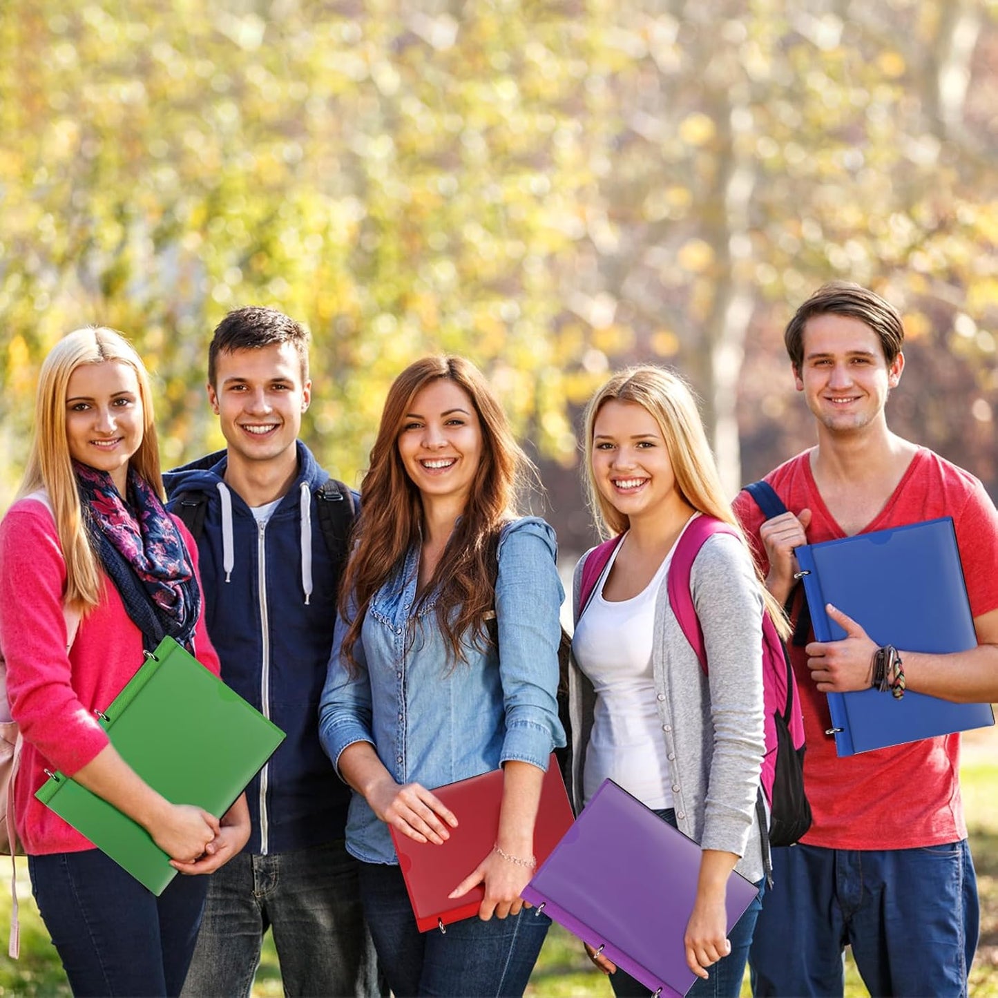 2 Pcs Pivotable Refillable Notebook, Upgraded 1 Inch 3 Ring Notebook Binder, 100 College Ruled Paper, 5 Subject Notebook with Dividers and Folder Pockets, Tabs- Black