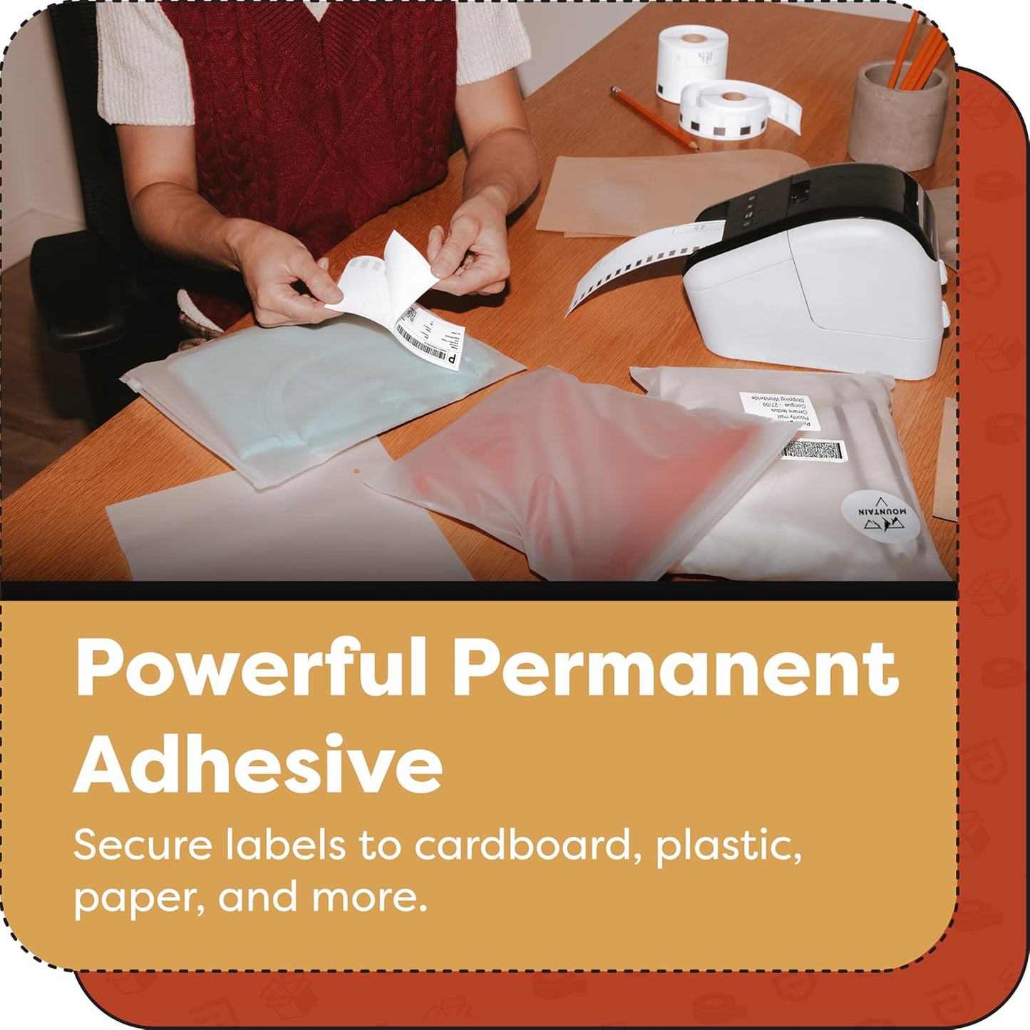 Aegis Adhesives - Compatible Label Replacement for Brother DK-2205 (2.4" X 100 Ft.) Continuous Paper Tape, Use with QL Label Printers - 8 Rolls + 1 Frame