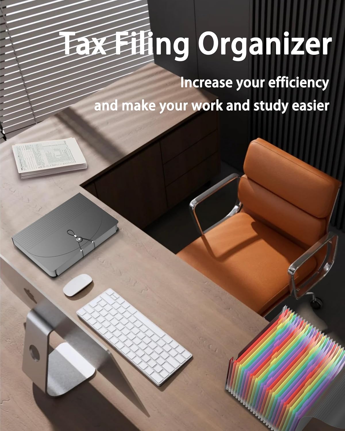 Accordion File Organizer, 2 Pack 24 Pockets Expanding File Folders, Portable Monthly Bill Receipt Documents Organizer with Colorful A-Z Tabs, Letter/A4 Size - Black