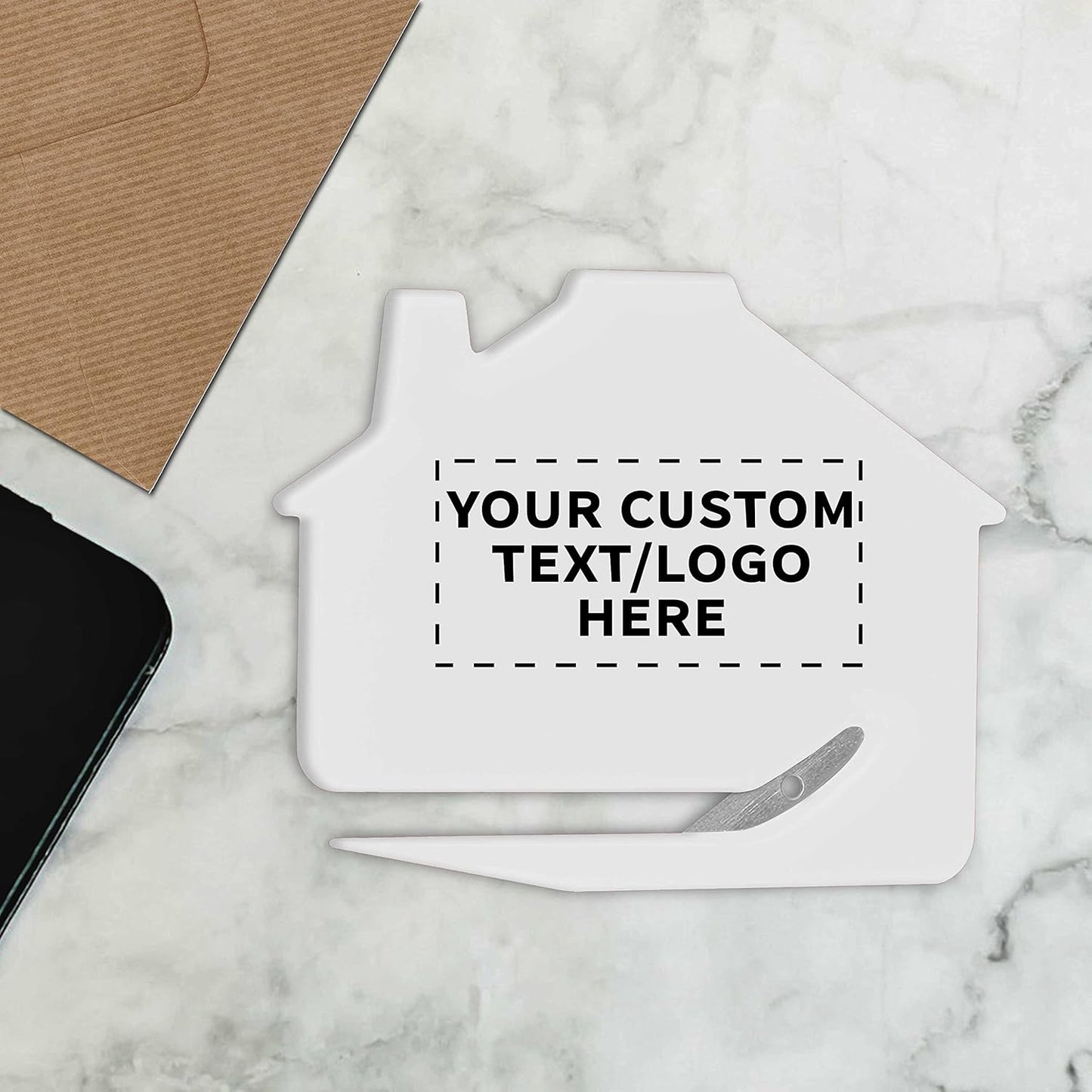 Custom House Letter Openers Set of 100, Personalized Bulk Pack - Perfect for Home or Office - White