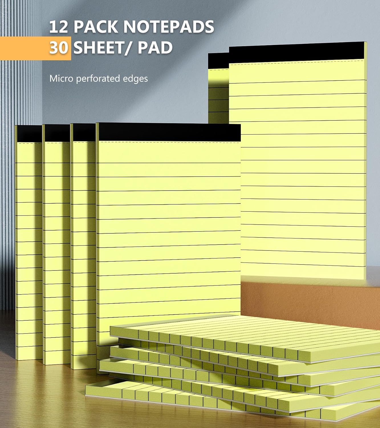 12 Pack Note Pads 3x5 Inch, Small Notepad, Pocket Notepads for Daily Planning, Memo Pads Lined Paper for Grocery List Shopping List, Perforated Yellow Writing Pads, Scratch Pads, 30 Sheet/Note Pad