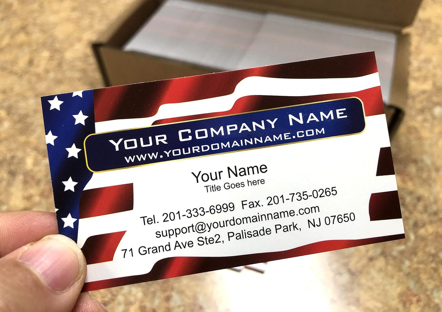 IMPACTONLINEPRINTING, Business Cards 100pcs - Thick Smooth16Pt Paper(350gsm), Us Flag-1