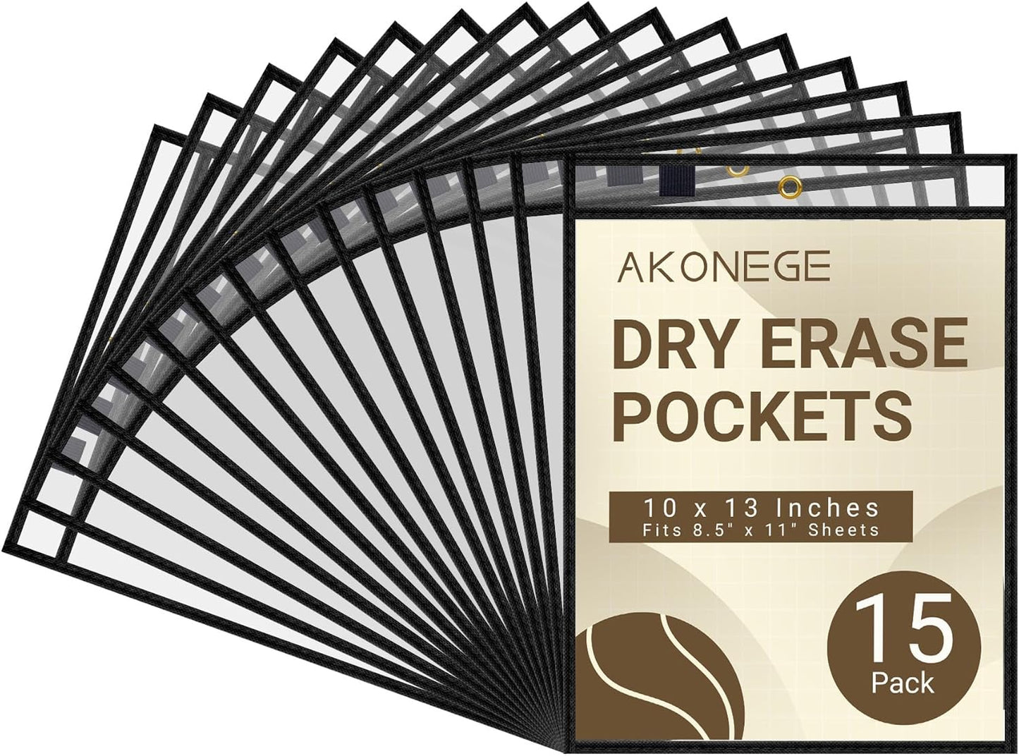 15 Pack Oversized Dry Erase Pocket Sleeves Reusable 10 x 13 Inches Black Shop Ticket Holders Clear Plastic Sleeves Sheet Protectors for Documents, Teacher Classroom & Office Supplies