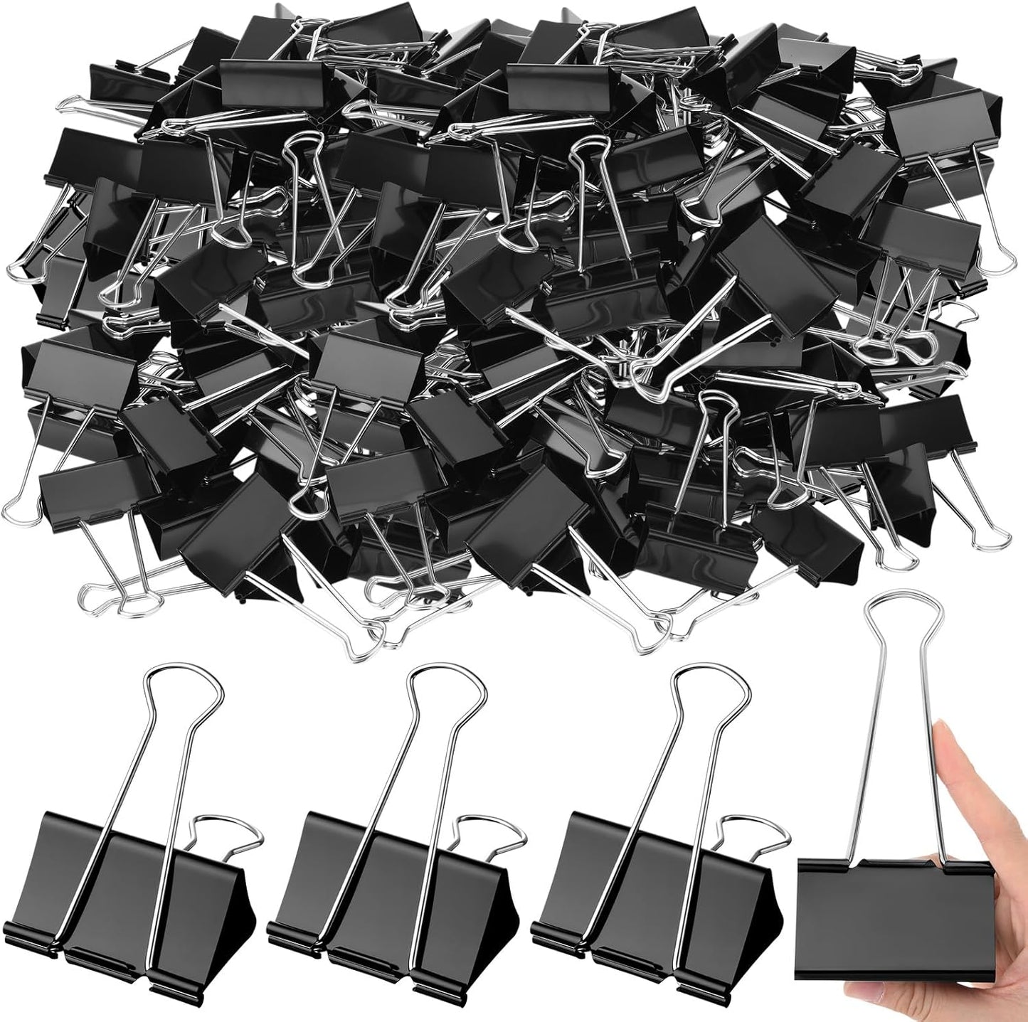 48 Pack Extra Large Binder Clips 3 Inch Metal Jumbo Binder Clips Black Big Paper Clamps for Teachers, Students, Office, Home, School Supplies