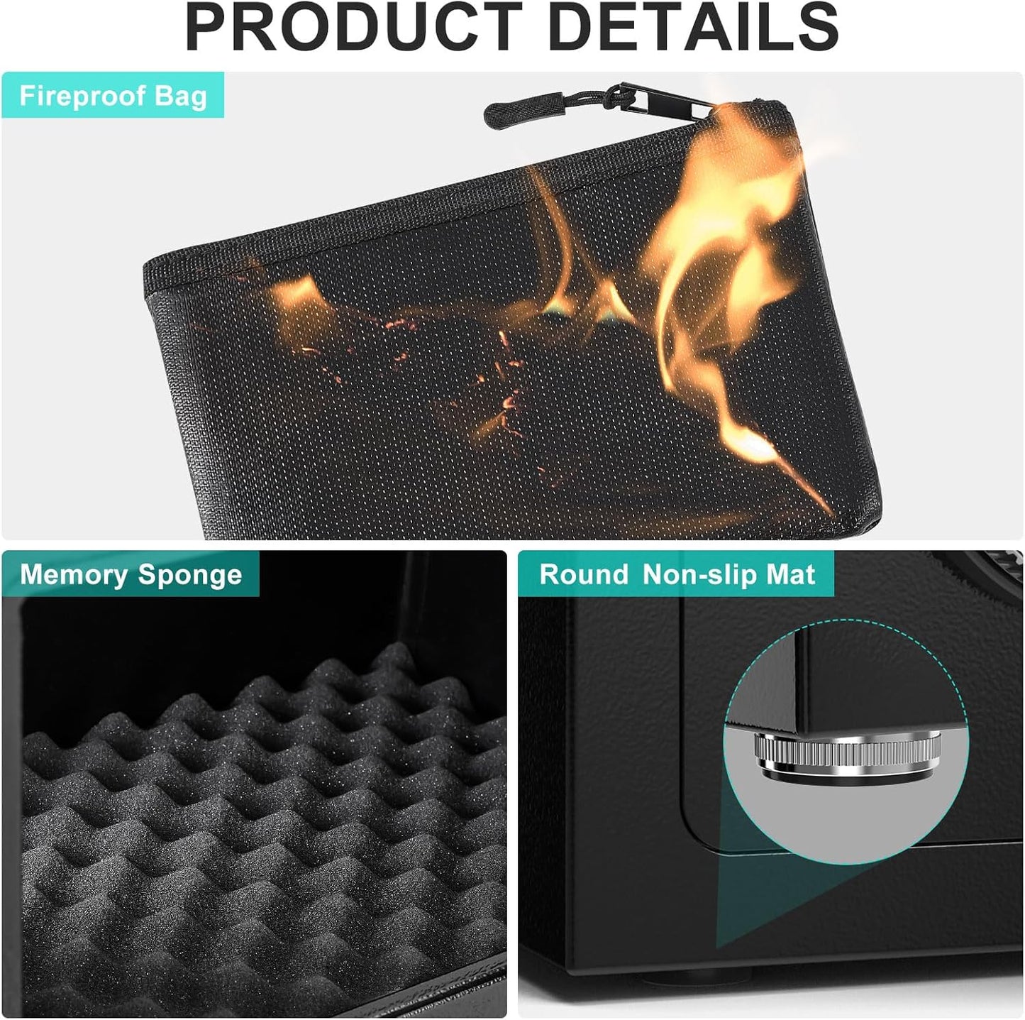 BONANO 0.5 Cub Small Safe Box, Biometric Safe with Backlit Touch Screen Keyapd and Dual Alarm System, Small safes for Home Use Fire and Water Proof Money Valuables Jewelry and Documents