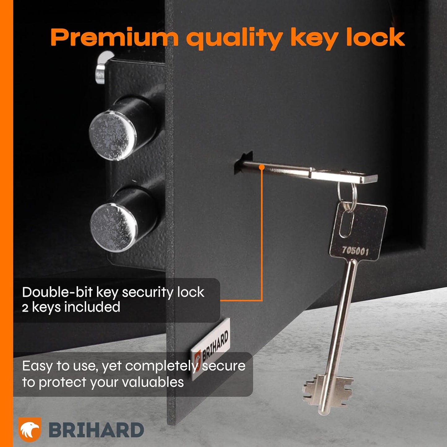 Home Key Lock Safe 7.87"H x 12.2"W x 7.87"D, Small Safety Box with Key 0.39 Cubic Feet, Jewelry & Money Safe with Key Lock Only, Mini Lockable for Home