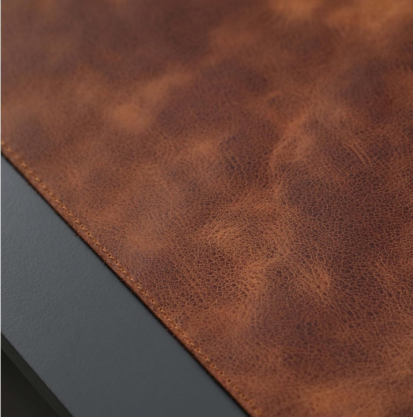 Jersey Genuine Calfskin Leather Desk Pad, Office Desk Mat with Non-Slip Bottom, Smooth Surface for Mouse & Keyboard, Desk Protector (36x19 inches) (Antic Tan)