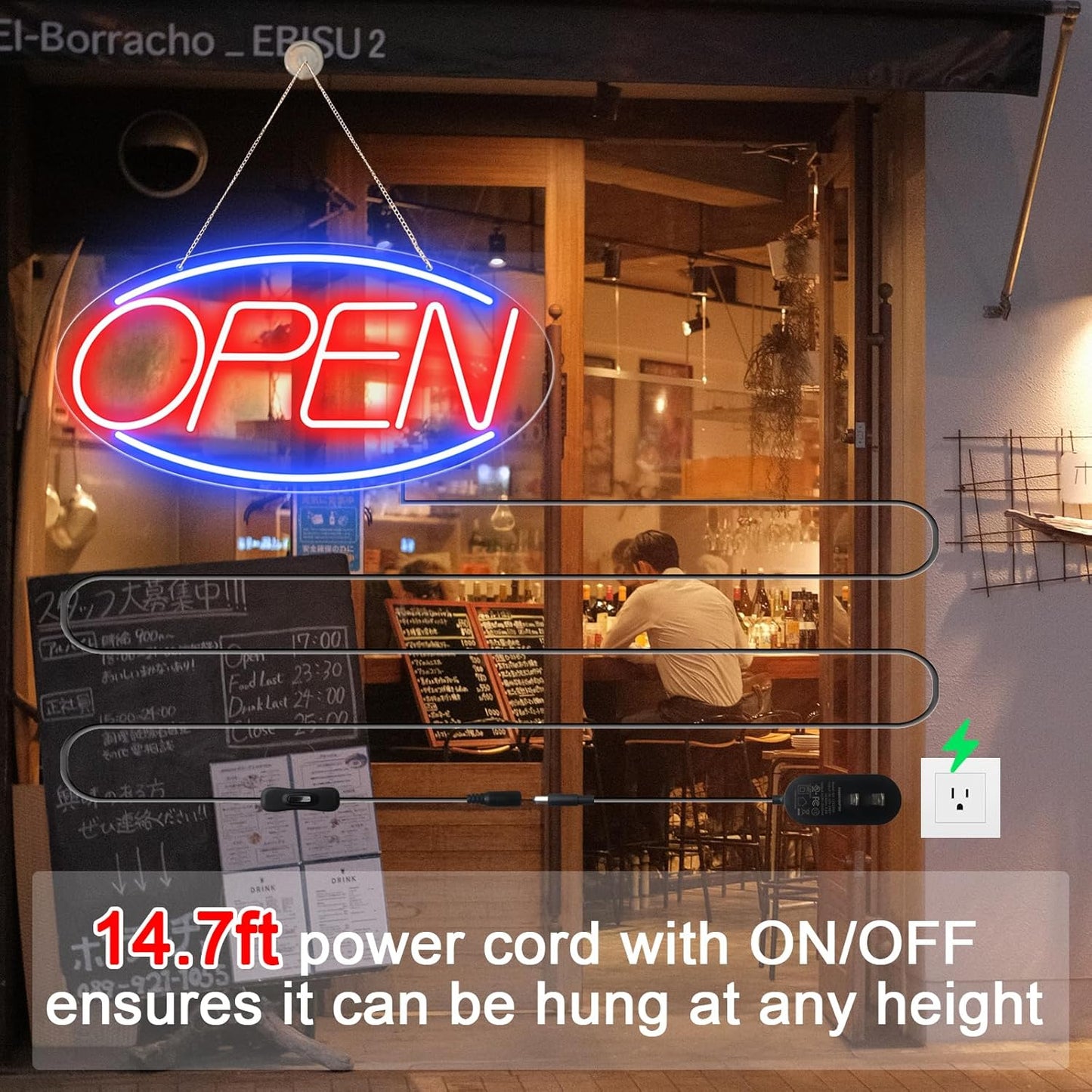 22" X 11" Led Neon Open Signs for Business, Large Open Signs, Plug In Electric Light Up with ON/OFF Switch, Ultra Bright Open Sign for Bar Salon Coffee Stores Club Hotel (Oval)