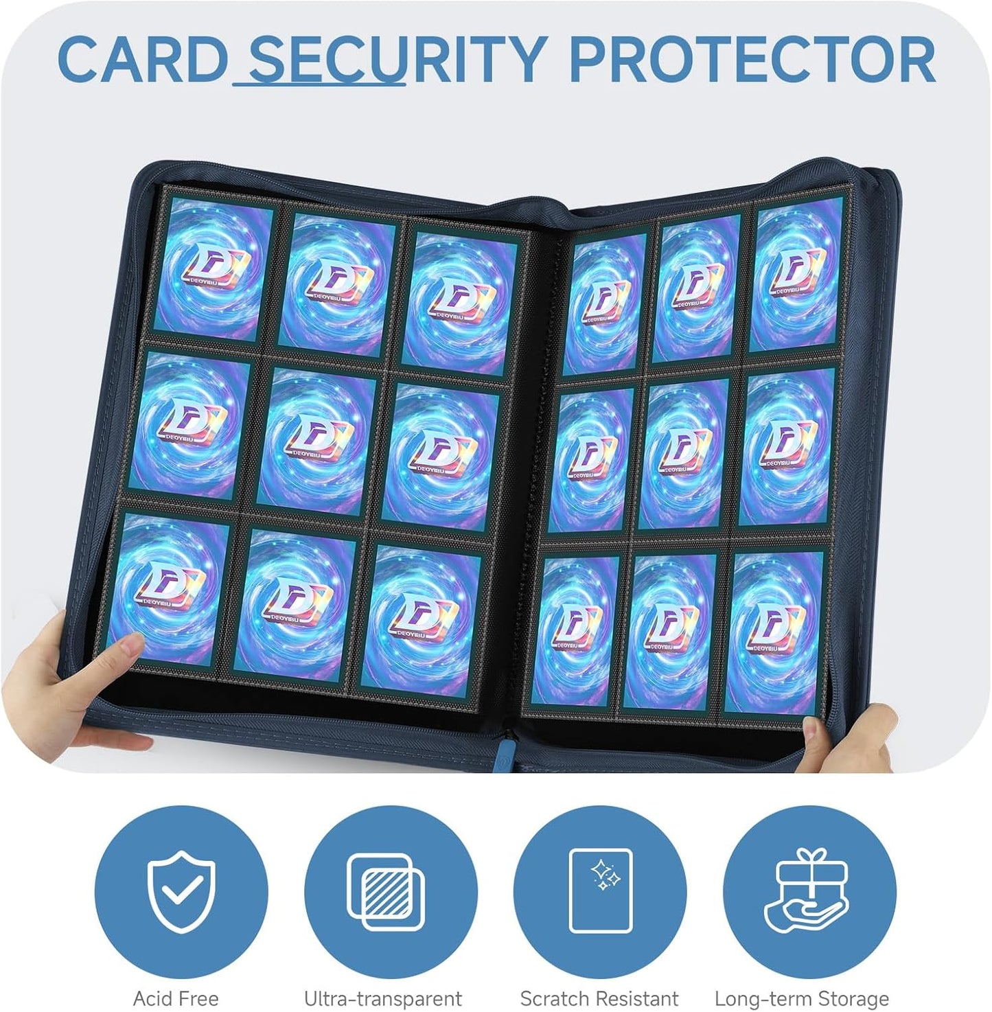 9 Pocket Card Binder,360 Pockets Trading Card Binder,Double Sided Pocket Collection Binder,Card Folder for MTG,TCG,Game Cards,Sport Cards,Navy Blue