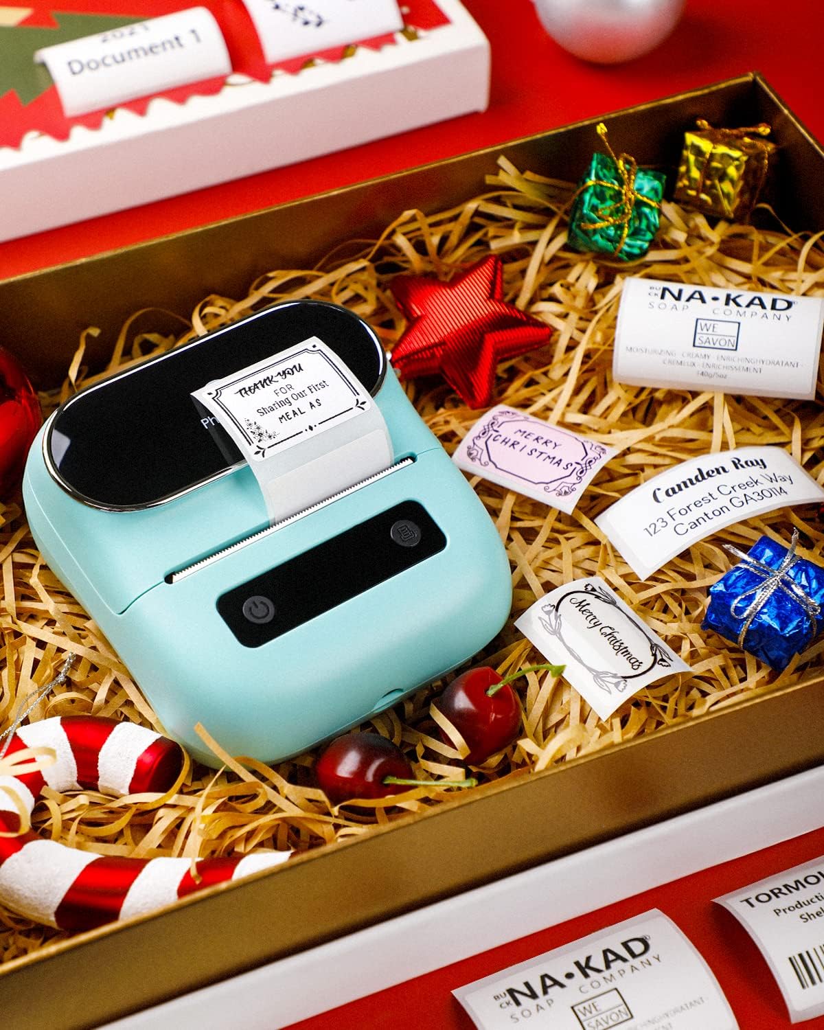 Phomemo M220 Label Maker, New Flagship 3.14 Inch Bluetooth Thermal Label Printer for Barcode, Address, Labeling, Mailing, File Folder, Portable Maker Easy to Use, Support with Smart Phone&PC