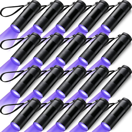 Hortsun Blacklight Flashlights Small UV Lights 395nm LED Portable Ultraviolet Light Detector Mini Flashlight Torch for Halloween Ghost Haunted House Dog Cat Pets Urine Stains Bed Bugs(15 Pcs)