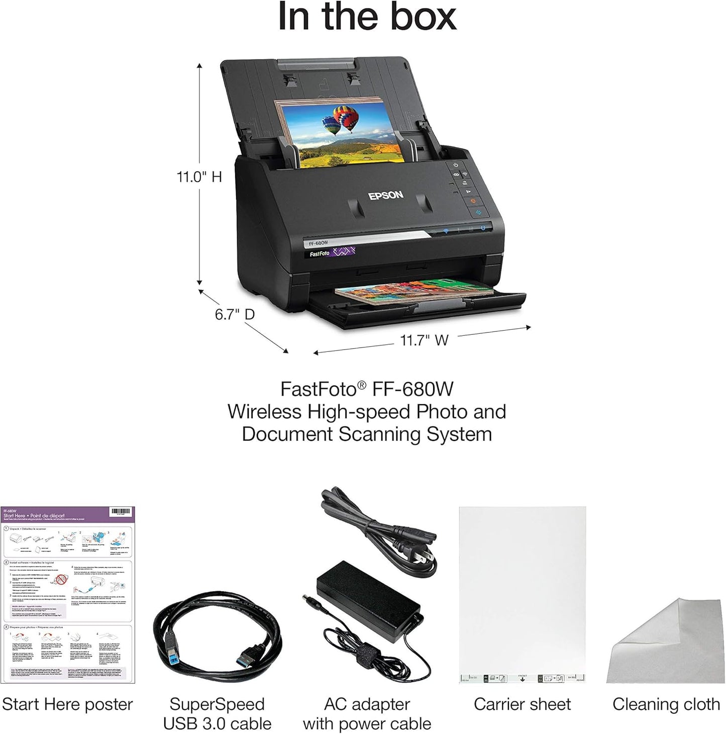 EPSON FastFoto FF-680W Wireless High-speed Photo and Document Scanning System (Renewed) , Black