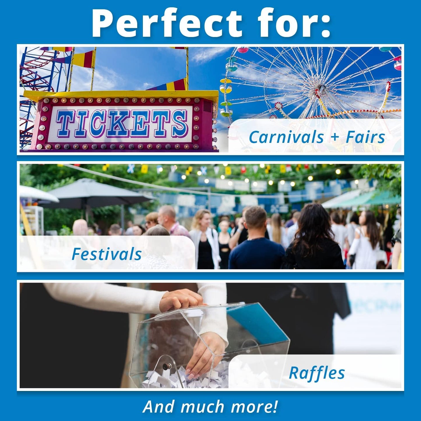 INDIANA TICKET CO. 2,000 Raspberry Raffle Tickets Double Roll, Premium Quality 50/50 Raffle Tickets, Tickets for Events, Carnivals, Door Prizes, Drinks and More