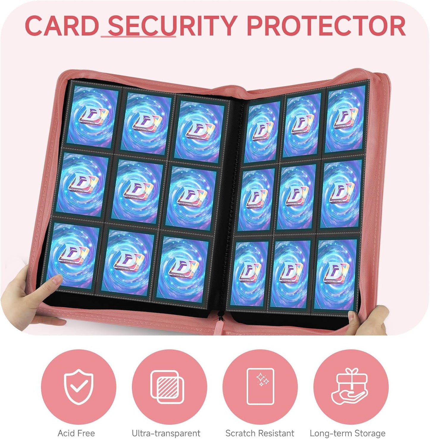 9 Pocket Card Binder,360 Pockets Trading Card Binder,Double Sided Pocket Collection Binder,Card Folder for MTG,TCG,Game Cards,Sport Cards,Pink
