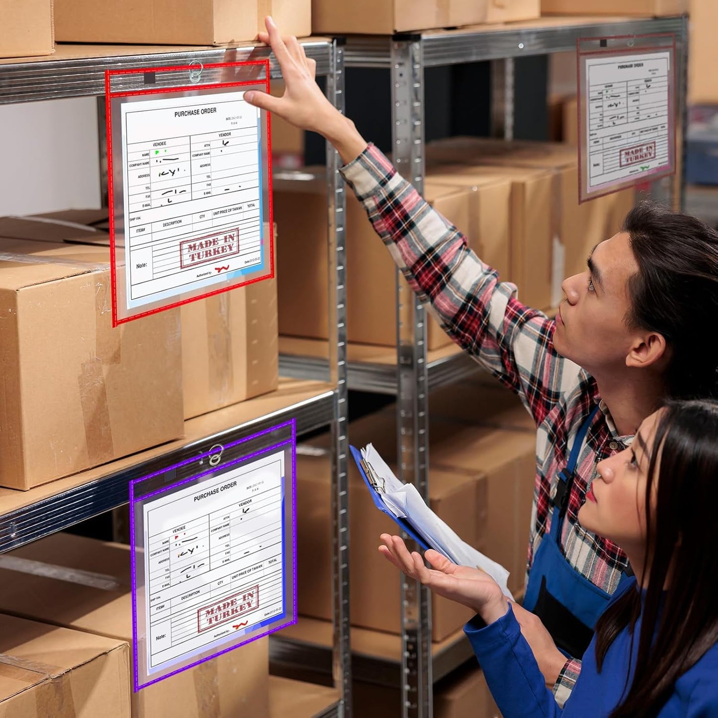 100 Packs Oversized Reusable Dry Erase Pocket Sleeves with 6 Rings, 20 Assorted Colors 10x14 Ticket Holders, Clear Plastic Sheet Protectors, Teacher School Classroom Supplies