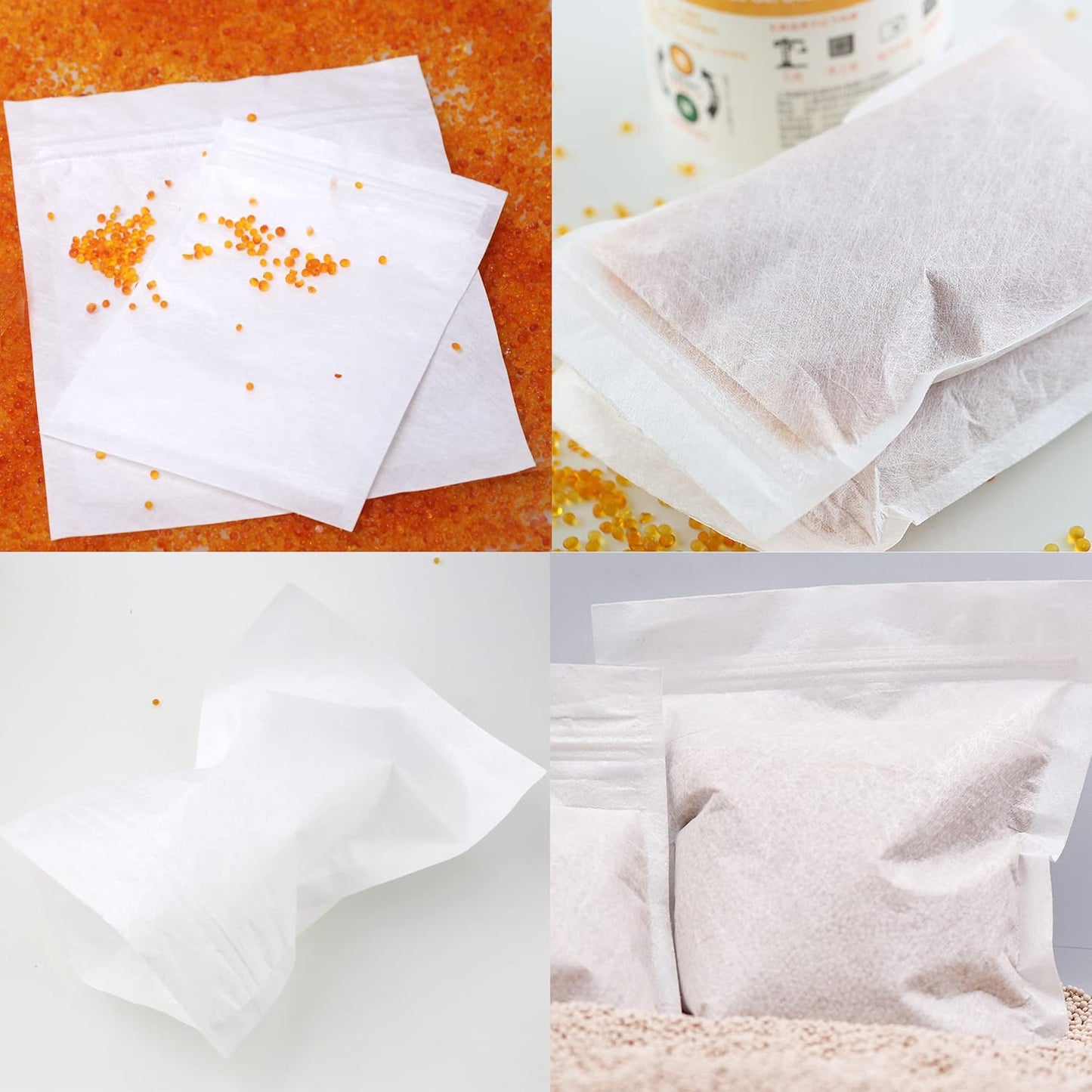 100 Packs Breathable Paper Bags, 6.3 by 8.2 Inch Resealable Nonwoven Ziplock Storage Bags, Sucn for Silica Gel Beads, Desiccant, Jewelry, Samples