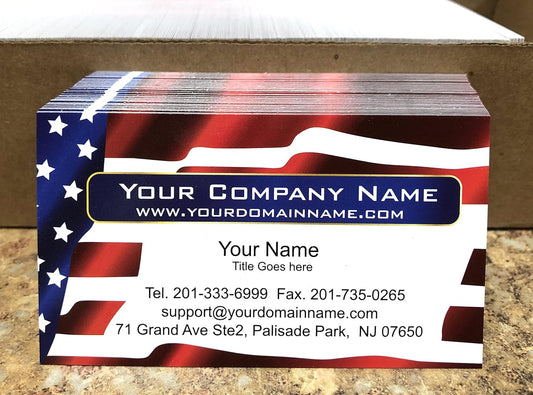 IMPACTONLINEPRINTING, Business Cards 100pcs - Thick Smooth16Pt Paper(350gsm), Us Flag-1
