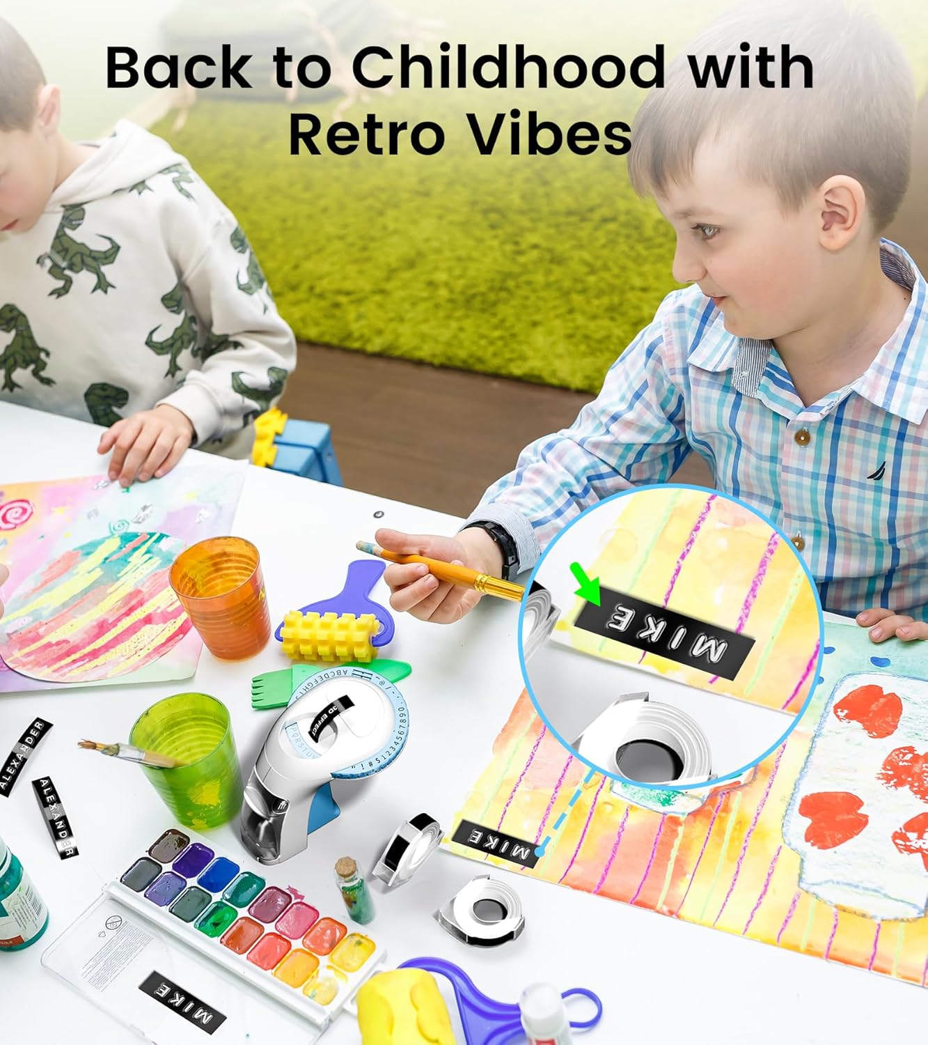 Label Maker Machine with Tapes Embossing, 3D Embossed Label Maker Vintage, Retro Embosser Manual Labeler Machine with 3Rolls Embossing Labels-Waterproof, Old School Labeler for Home Kitchen Office DIY