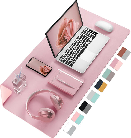 Aothia Double-Sided PU Leather Desk Pad - Non-Slip Large Mouse Pad & Desk Mat for Office, Home - Waterproof, Easy to Clean, Durable Dual-Sided Surface (23.6"x13.7", Purple)