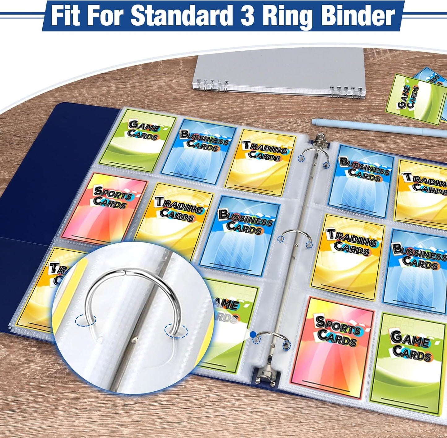 648 Pockets Double Side Trading Card Sleeves, Fabmaker 9 Pocket Card Sleeves Binder Sheets for 3 Ring Binder, Long-Lasting Trading Cards Binder Sleeves Fit for MTG, Baseball, Game, Business Cards