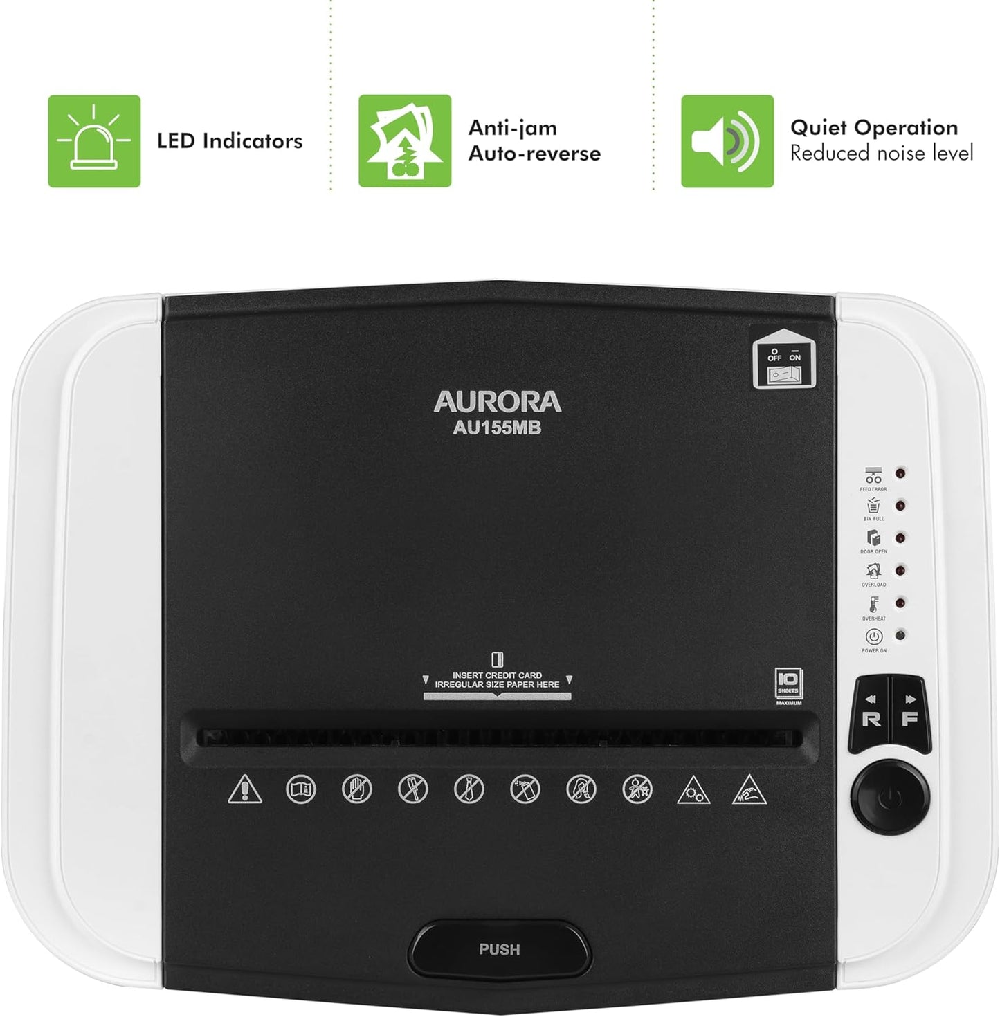 Aurora High Security 150-Sheet Auto Feed Micro-Cut Paper and Credit Card Shredder with 6.3 Gallon Pullout Basket / 60 Minutes/Security Level P-4