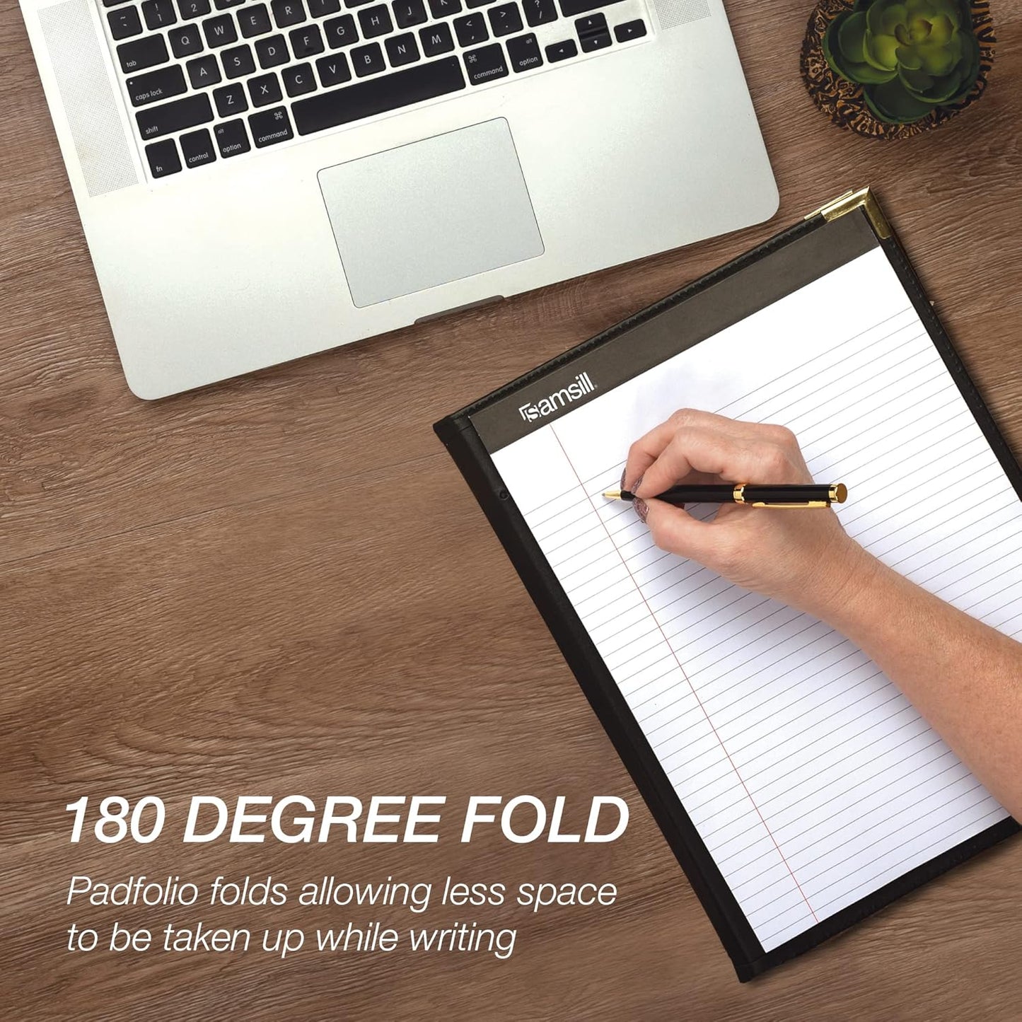 Samsill Classic Collection Business Portfolio - Executive Padfolio for Resume & Document Organizer - 8.5 by 11-Inch Legal Pad, Faux Leather with Brass Corners (Black)