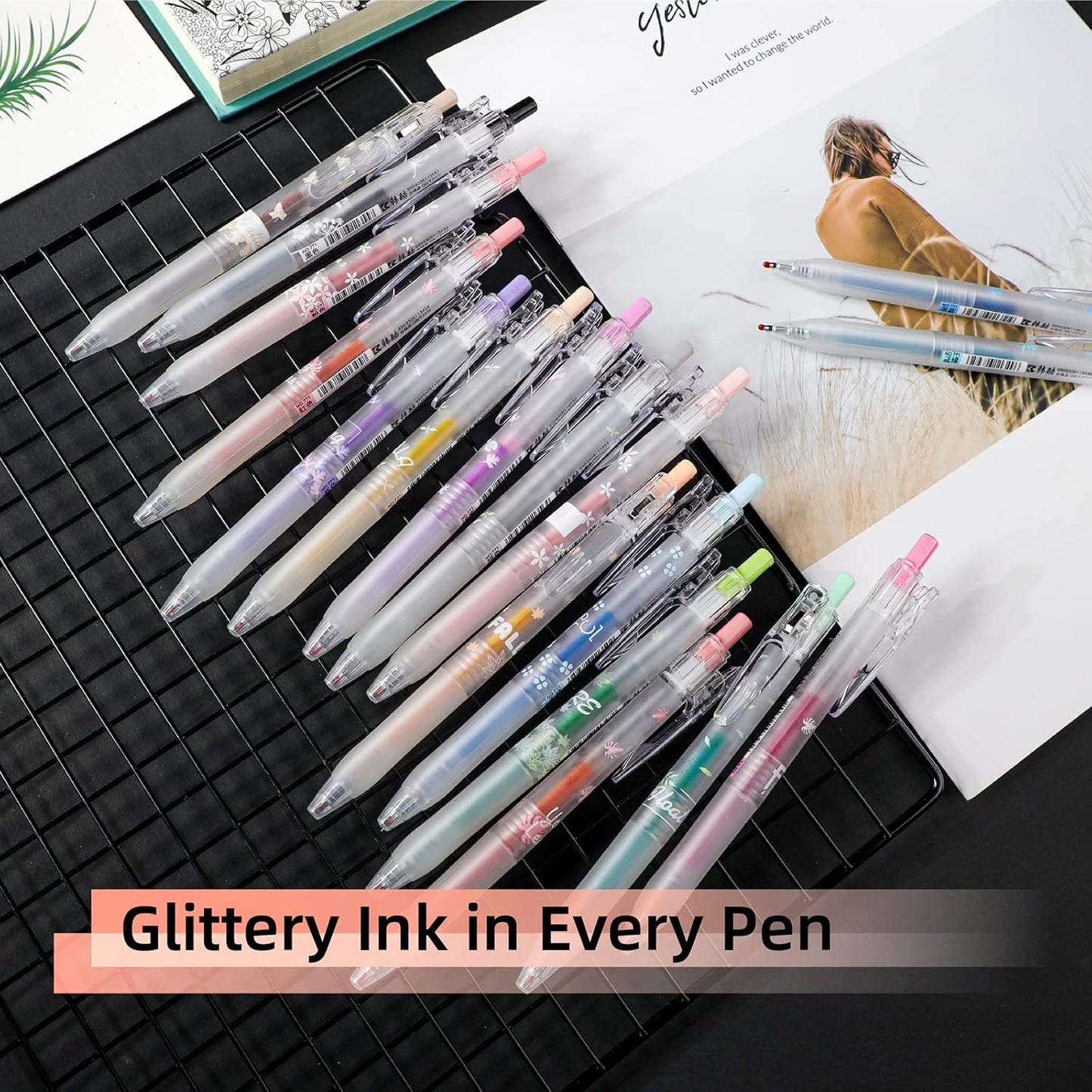 8 Color Retractable Gel Pens Colorful Glitter Gel Pen Set Japanese Style 0.7mm Aesthetic Colored Pens for Office School Stationery Supplies (8B)…