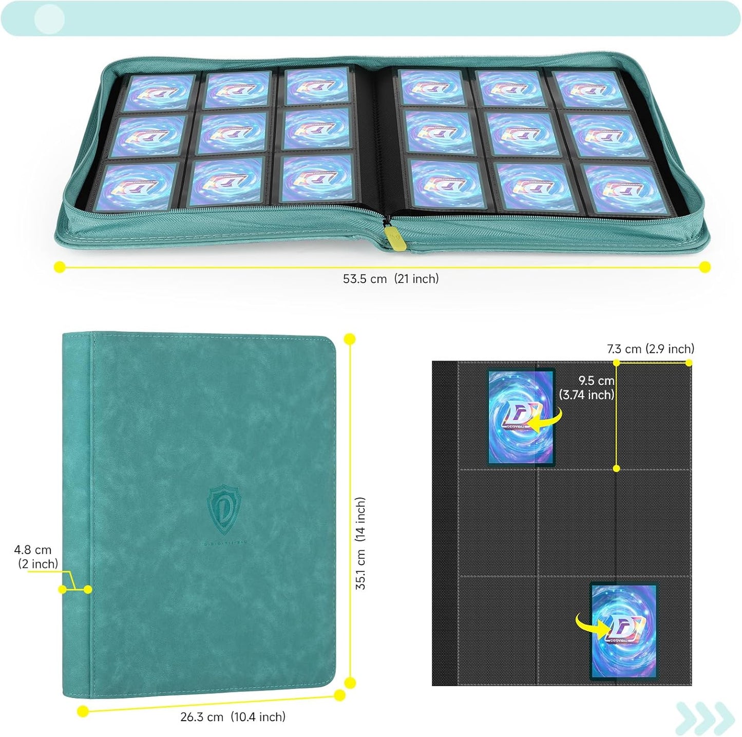 9 Pocket Card Binder,360 Pockets Trading Card Binder,Double Sided Pocket Collection Binder,Card Folder for MTG,TCG,Game Cards,Sport Cards,Green